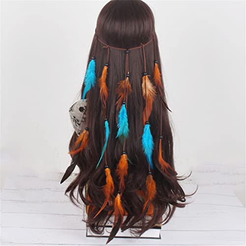 WALNUTA Bohemian Feather Headbands for Women & Girls - Festival Hair Accessories, Headwear, Hair Rope (One Size) - Perfect for Music Festivals, Beach Parties & Boho Style Outfits