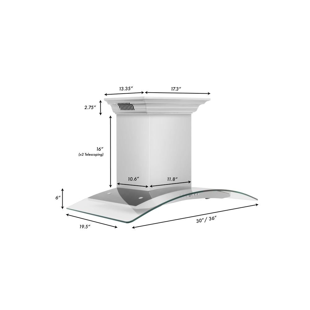 ZLINE KN4CRN BT Stainless Steel Wall Mount Range Hood with Ducted Ventilation & Built-in CrownSound Bluetooth Speakers - Perfect for Modern Kitchens & Open-Concept Living Spaces