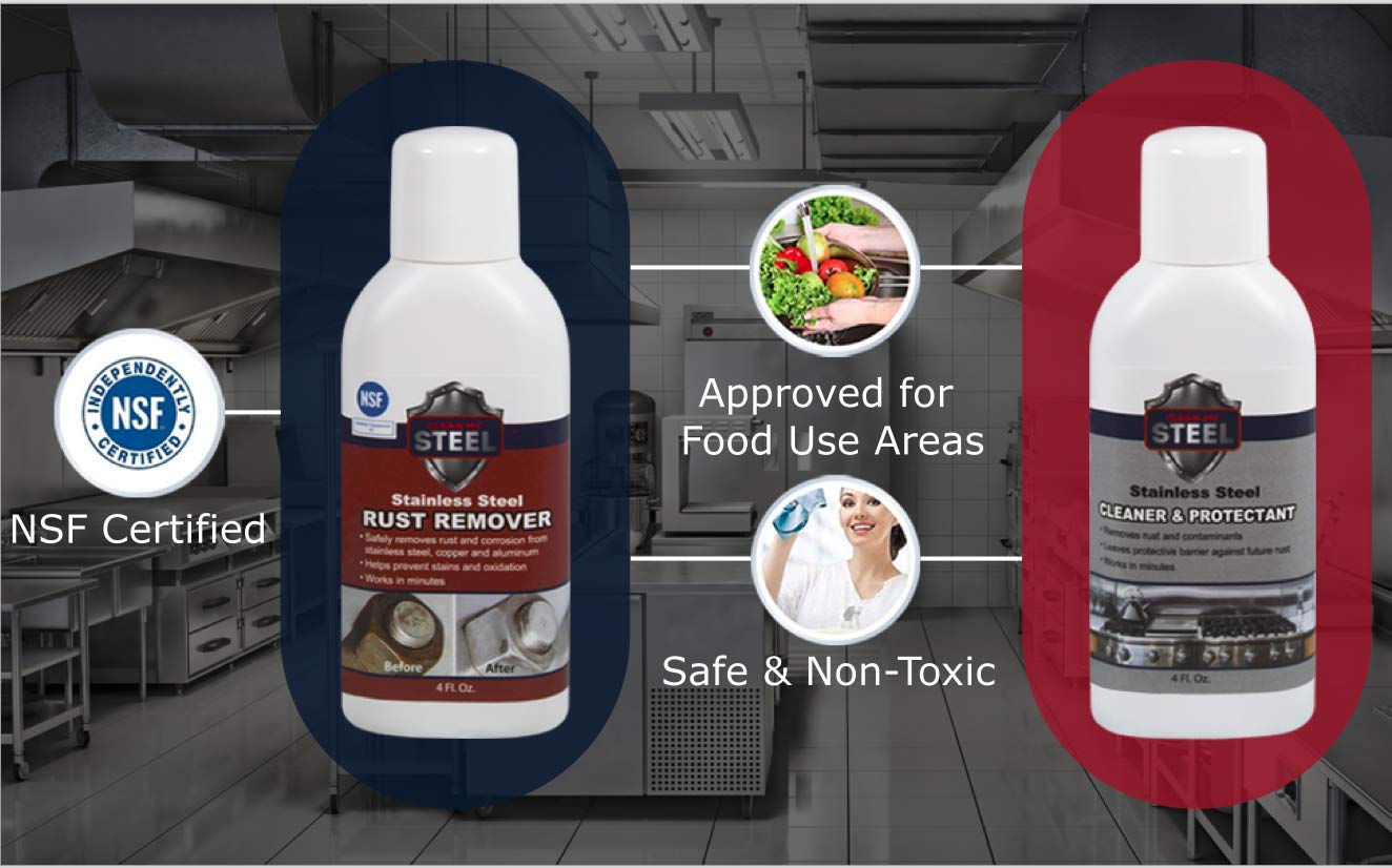 Innoshine B570 Rust Remover & Innocare B580 Cleaner Kit - Stainless Steel Rust Remover, Cleaner and Protector for Appliances, Cookware, Sinks (17 oz) | Removes Rust Stains, Polishes & Protects Surfaces | Includes Gloves & Sponge for Easy Cleaning