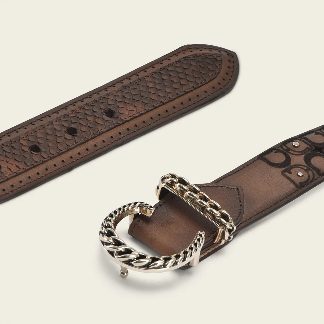 CDA30PH Cuadra Brown Western Cowgirl Python Belt for Women - Stylish Accessory for Rodeo, Country Music Festivals & Western Fashion