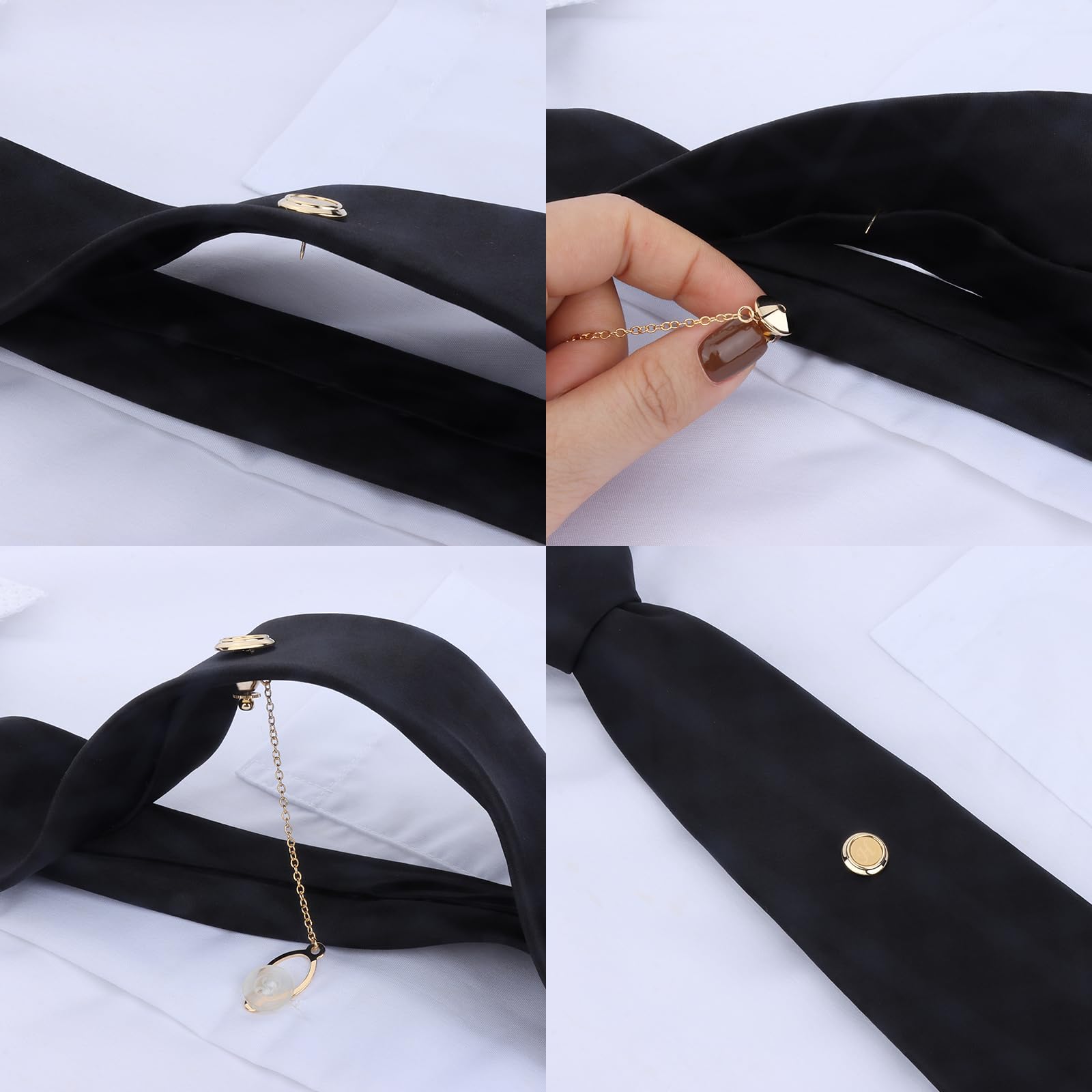 HAWSON Gold Round Tie Tacks for Men with Chain - Initials A-Z Tie Pins for Wedding, Business, Birthday & Anniversary - Elegant Tie Clip Gift for Grooms, Professionals & Formal Occasions