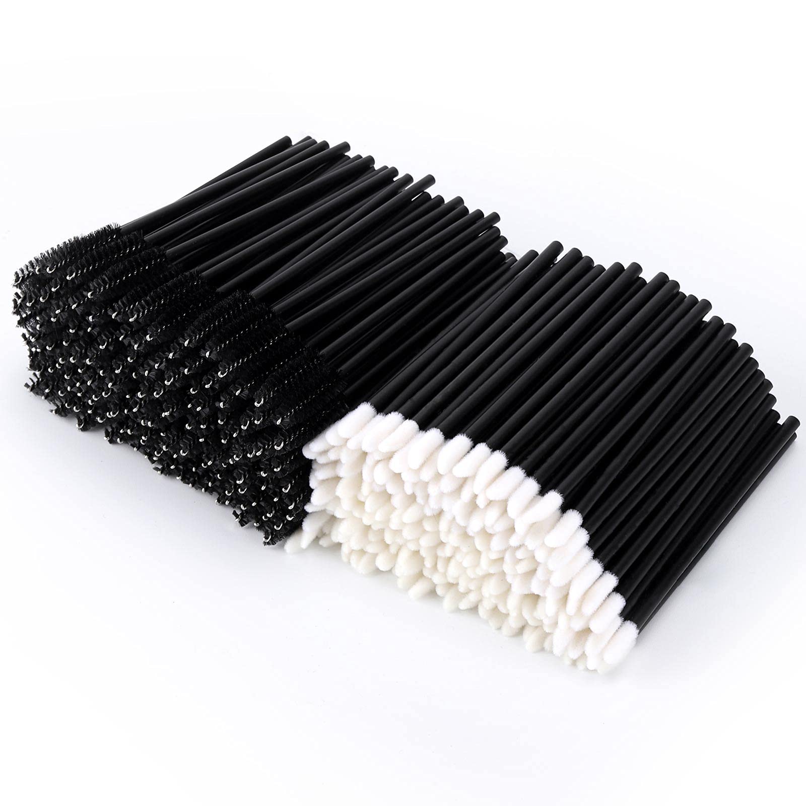 Tbestmax 400-Pack Disposable Mascara Wands & Lip Brushes - Black Eyelash Extension Spoolies & Lipstick/Gloss Applicators for Professional Salon, Home Makeup, and Beauty DIY