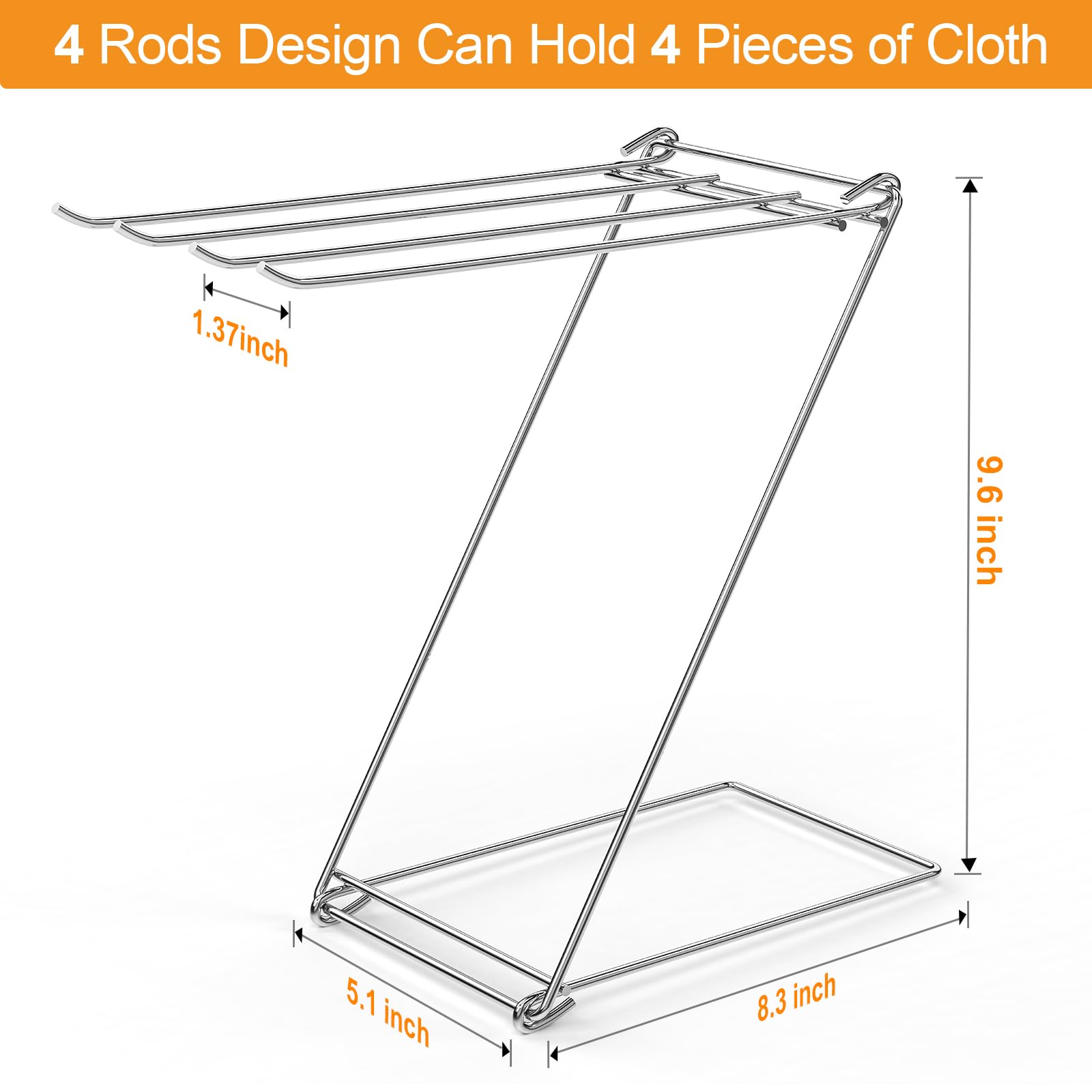 4-Arm Z-Shaped Folding Kitchen Towel Holder Stand - Free Standing Countertop Dish Towel Rack for Bathroom & Kitchen - Hand Towel & Washcloth Drying Organizer - Perfect for Drying Dishes, Napkins & Cleaning Cloths After Cooking or Washing