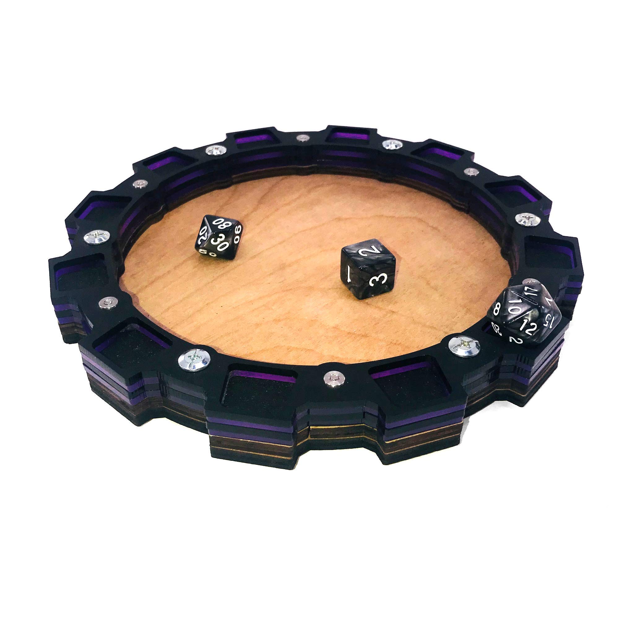Premium Dice Tray with Sprocket Design - Perfect for Tabletop RPGs, Board Games & D&D Accessories - Durable Purple Gaming Mat for Dice Rolling (Ideal for Game Nights & Roleplaying Sessions)