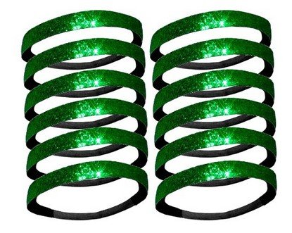 12 Pack Glitter Headbands for Women & Girls - Stretchable Sparkly Hair Bands for Sports, Workouts, Parties & Everyday Wear (Green, 12 Count) - Activewear Apparel Fashion Accessories