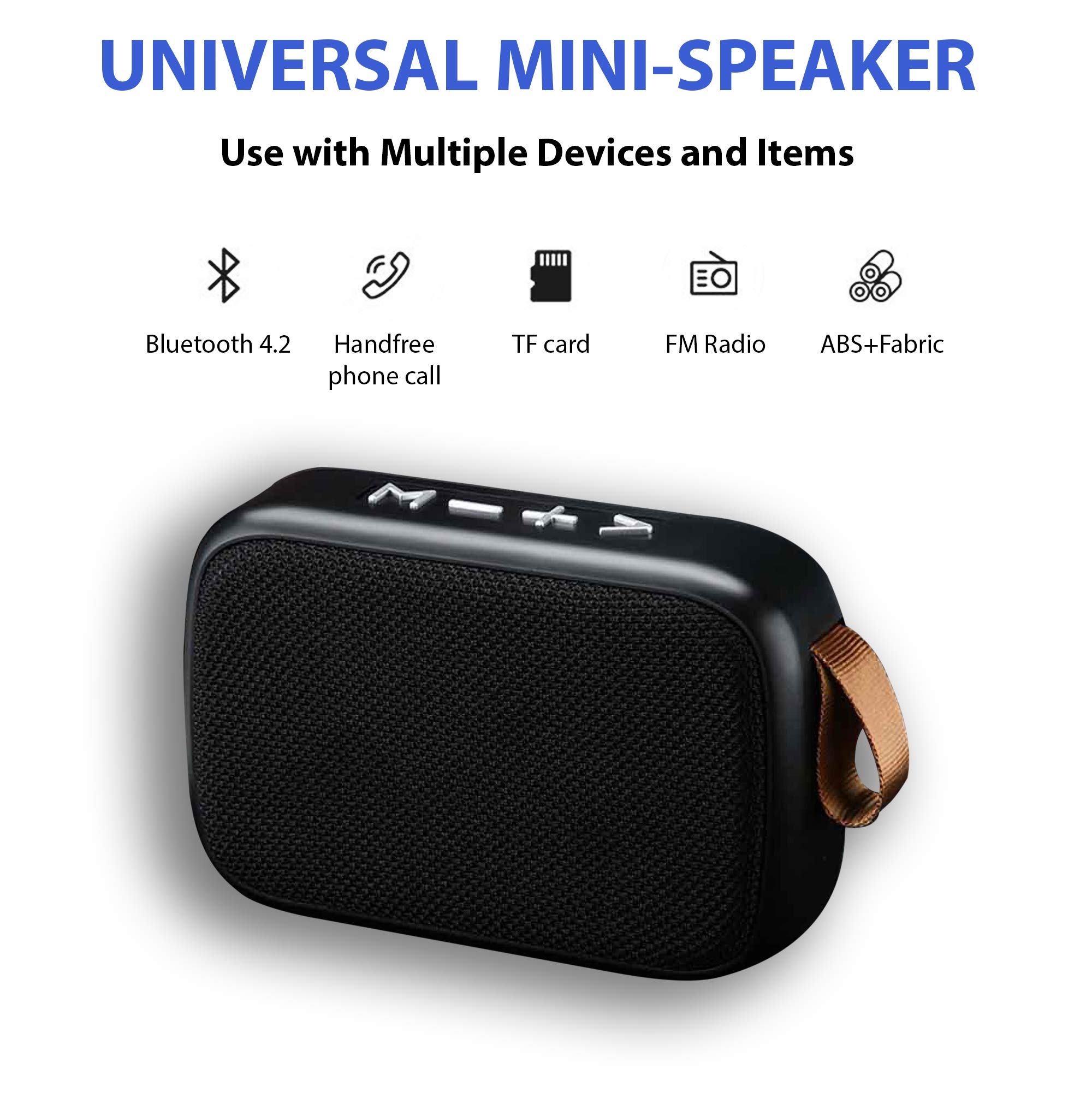 Portable Bluetooth Speaker Compatible with LG E420 - 3W Output, 6H Playtime, Fabric Design for Indoor, Outdoor & Travel Use (Black) - Perfect for Home, Beach, Camping & Parties