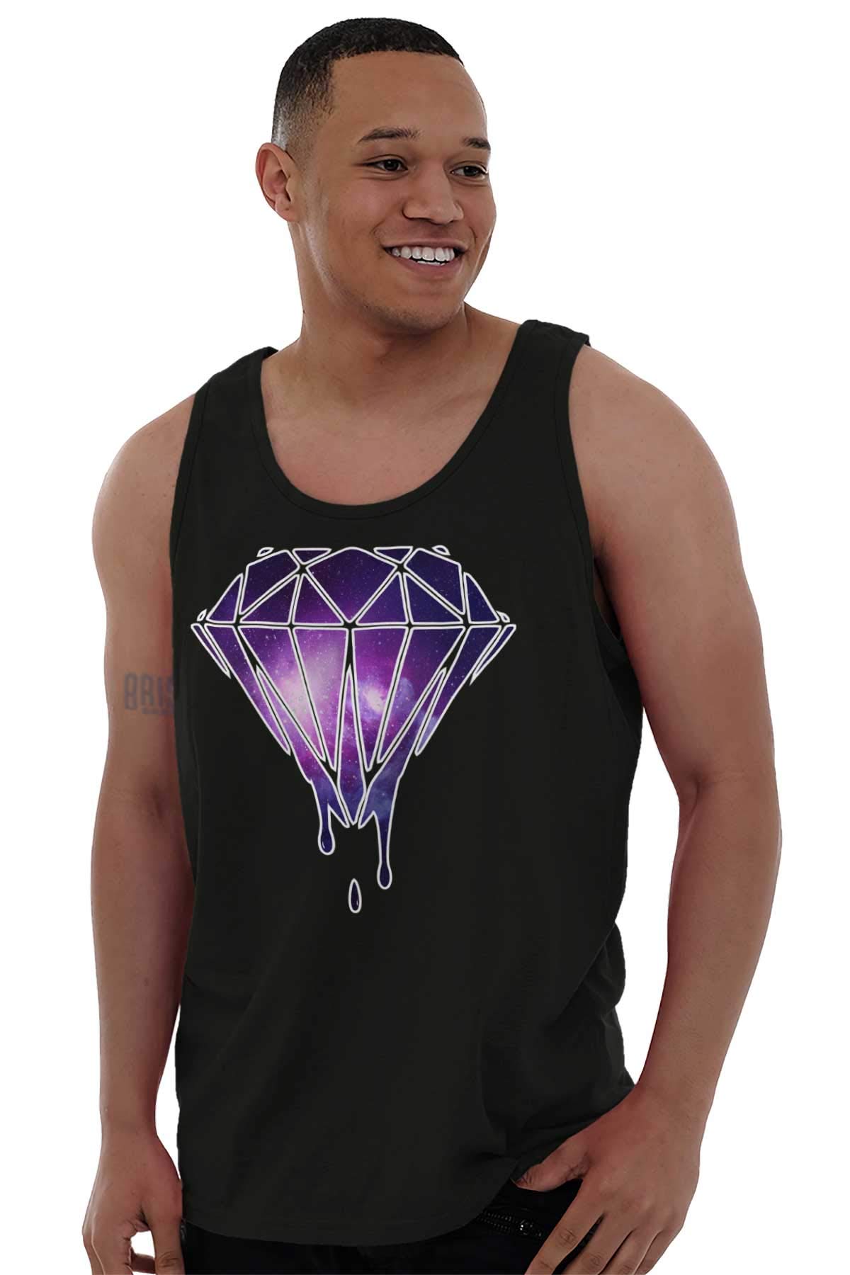 Galaxy Print Melting Diamond Graphic Tank Top for Men & Women - Trendy Space-Themed Casual Tee for Summer Outfits & Streetwear Fashion