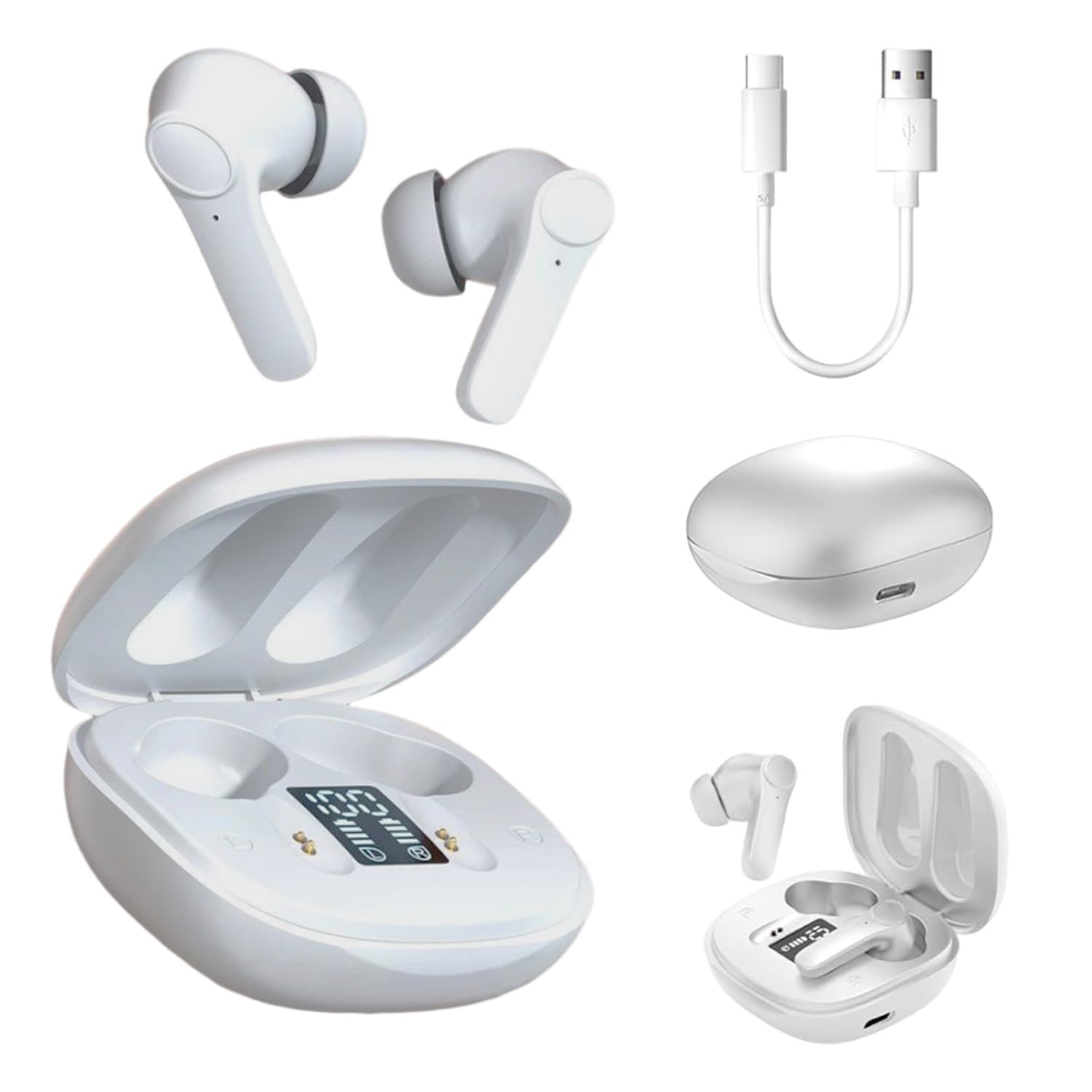 Real-Time Translation Earbuds with 144 Languages & Accents - Bluetooth Translator Earbuds with App Support for Music & Calls, Compatible with iOS & Android (White) - Perfect for Travel, Business Meetings & Language Learning