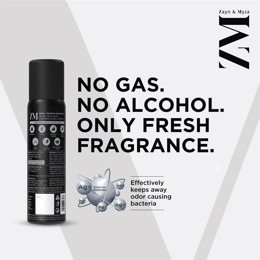 ZM Zayn & Myza Echo Alcohol-Free Deodorant for Men | 120ml Long-Lasting Freshness with Citrus Scent | Ideal for Gym, Work & Daily Use
