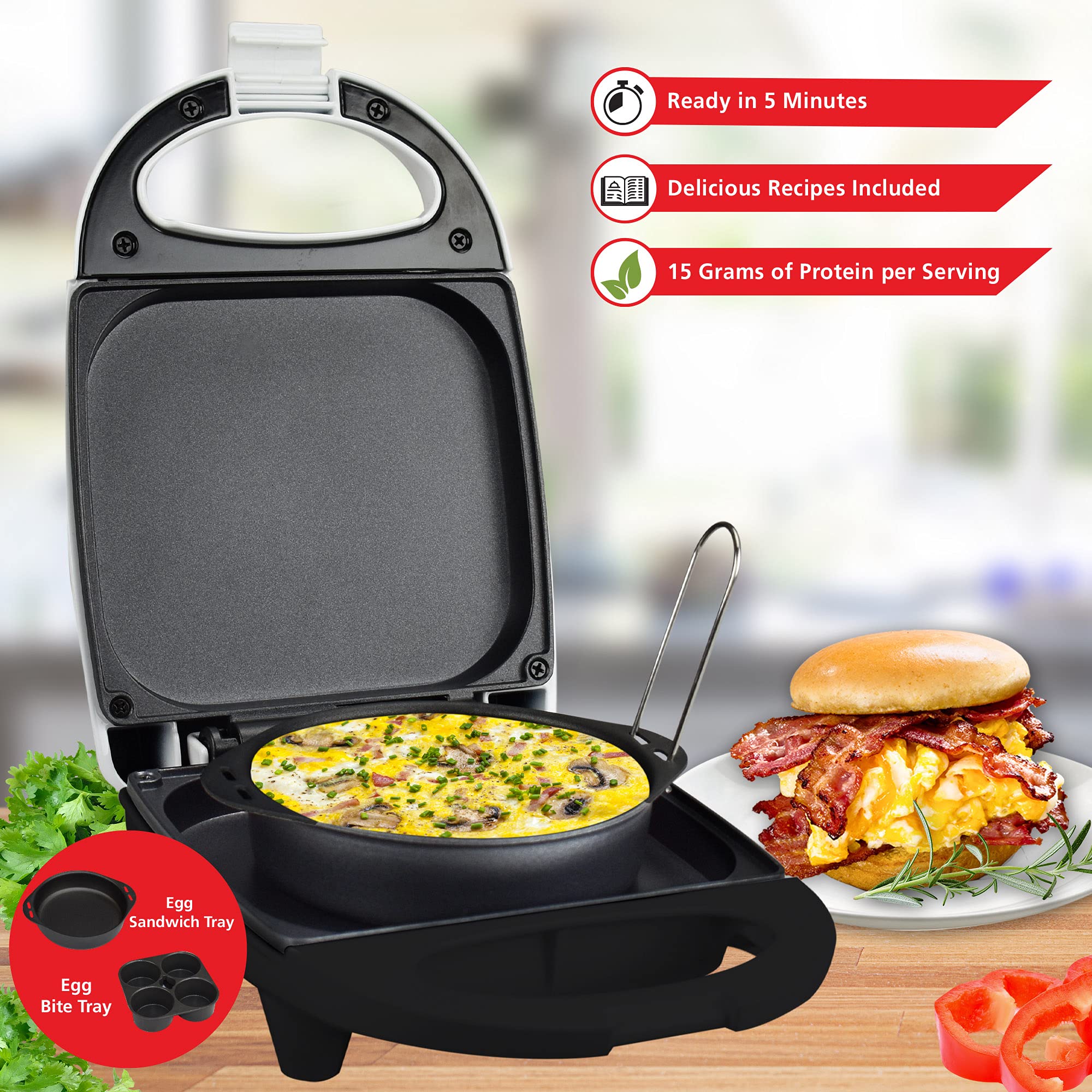 Brentwood TS-256W Electric Egg Cooker - Fast & Easy Hard Boiled, Poached, Scrambled Eggs - Perfect for Breakfast, Meal Prep & Keto Diet (White)