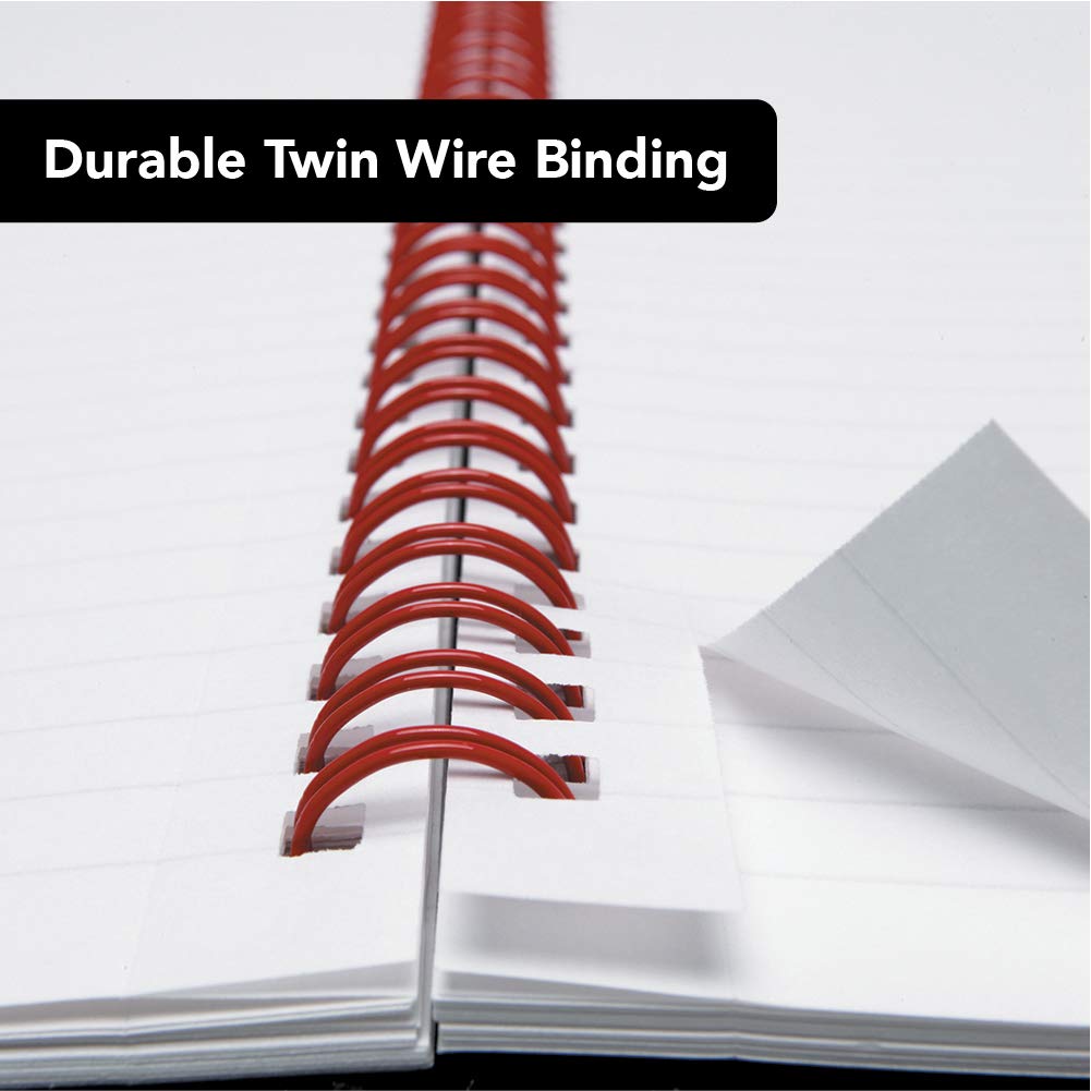 Black and Red Wirebound Notebook - Polypropylene Cover, 90gsm Ruled Paper, 140 Pages, A4 Size (Ref E67008) [Pack of 5] - Perfect for Office, School, Journaling, and Note-Taking