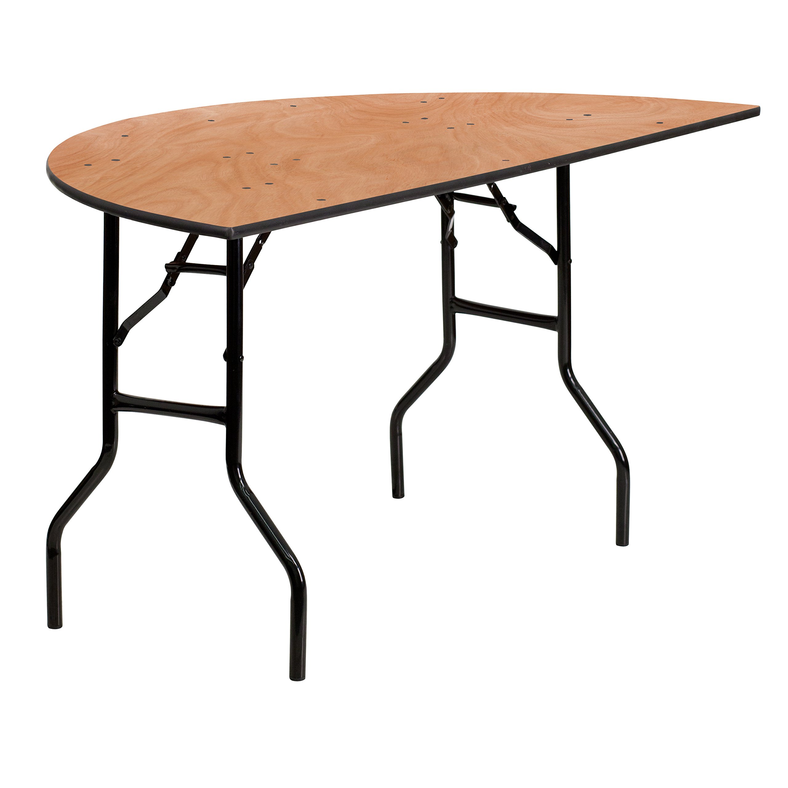 5-Foot Half-Round Wood Folding Banquet Table - Sturdy Portable Event & Catering Table for Weddings, Parties & Outdoor Gatherings