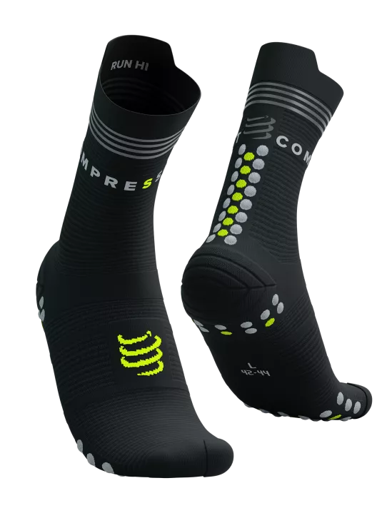 Compressport Unisex Pro Racing Socks V4.0 - High Performance Running Socks for Men & Women - Black/Fluo Yellow - Ideal for Marathon, Trail Running & Triathlon Training