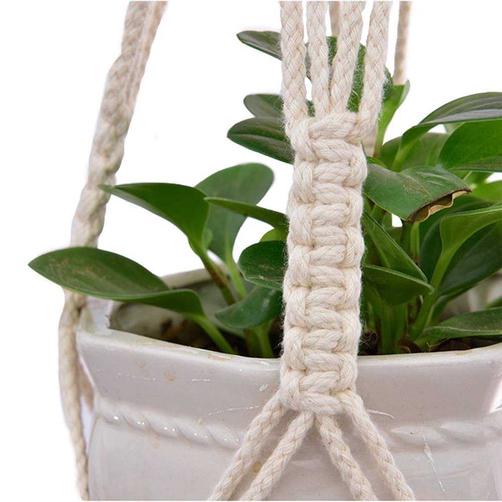 Handmade Macrame Plant Hangers 4 Pack - Indoor Outdoor Hanging Planter Basket with 4 Hooks for Flower Pots - Perfect for Home Decor, Patio, Garden & Boho Style Rooms