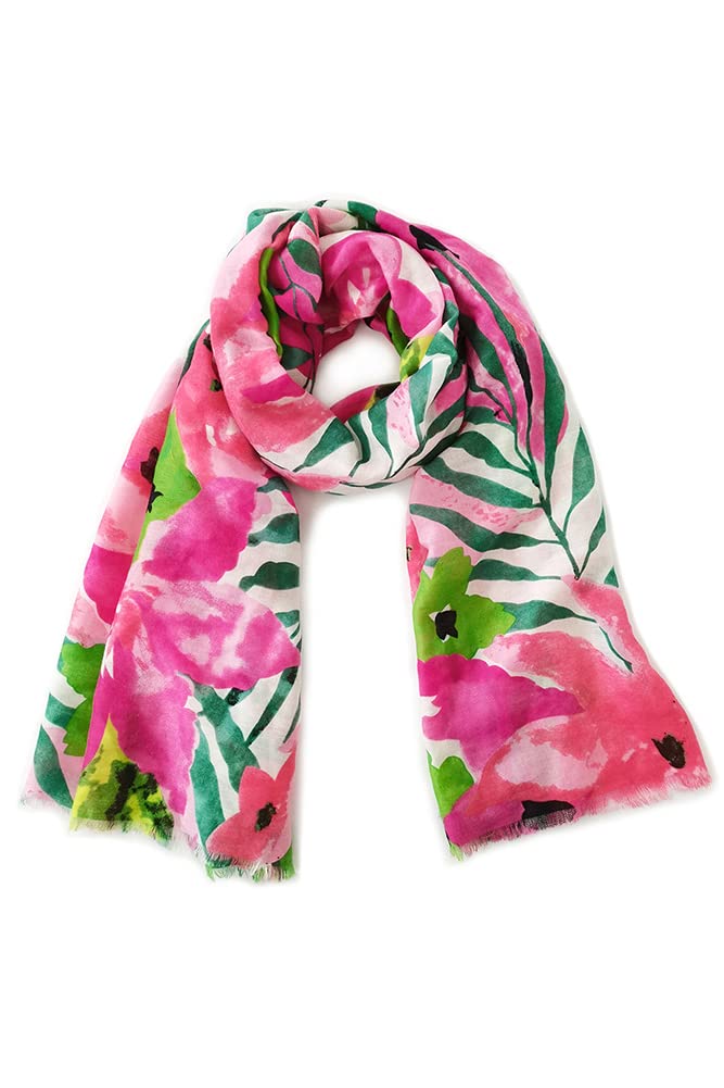 ScarvesMe Classic Fashion Multicolor Watercolor Floral Print Oblong Scarf - Lightweight Womens Shawl Wrap for Fall, Winter & Spring - Perfect for Office, Travel & Special Occasions