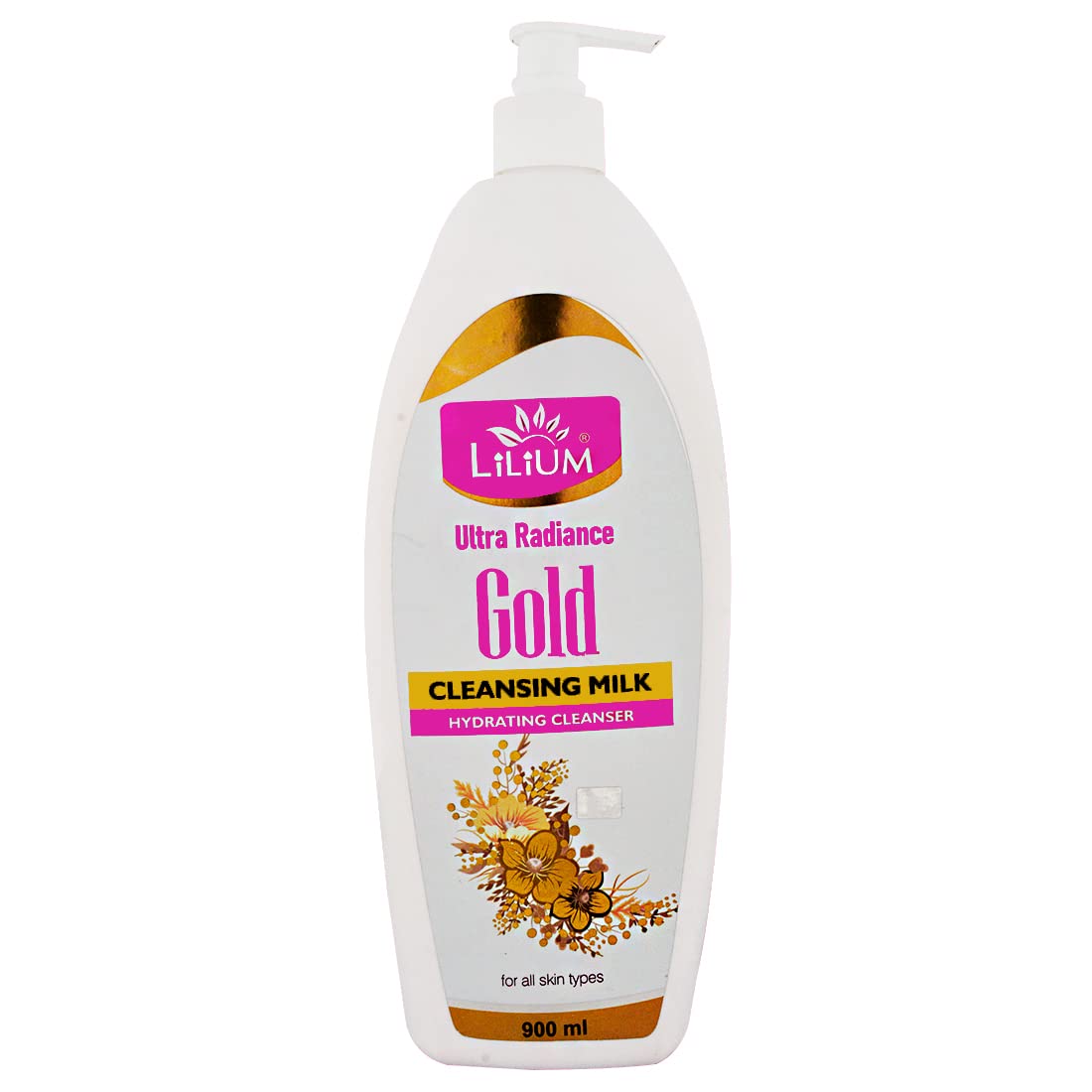 Lilium Gold Cleansing Milk - 500ml | Ultra Radiant & Glowing Skin | Moisturizing, Hydrating & Soothing Face Wash | Skin Brightening with Antioxidant Properties | For All Skin Types - Women & Men | Perfect for Daily Skincare Routine & Makeup Removal