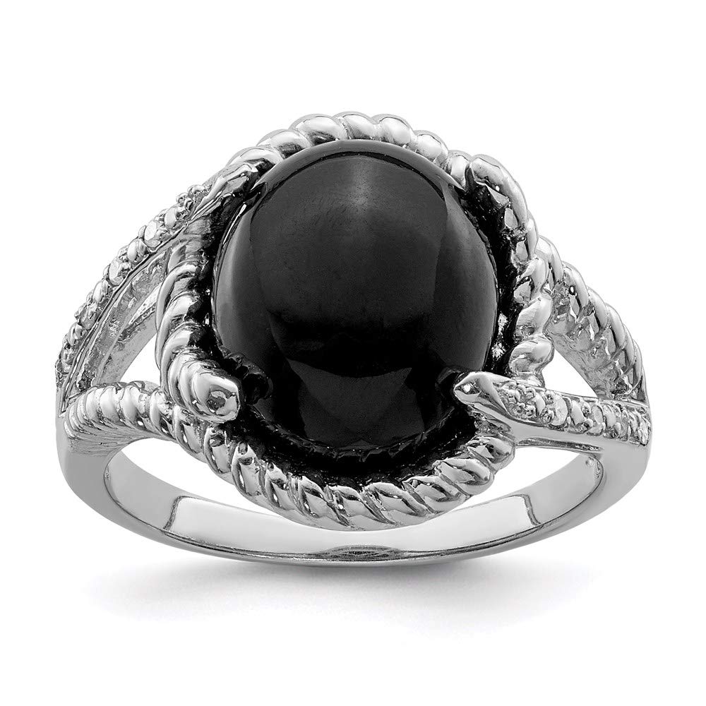925 Sterling Silver Onyx and Diamond Ring for Women - Elegant Fine Jewelry Gift for Her, Perfect for Anniversaries, Birthdays & Special Occasions