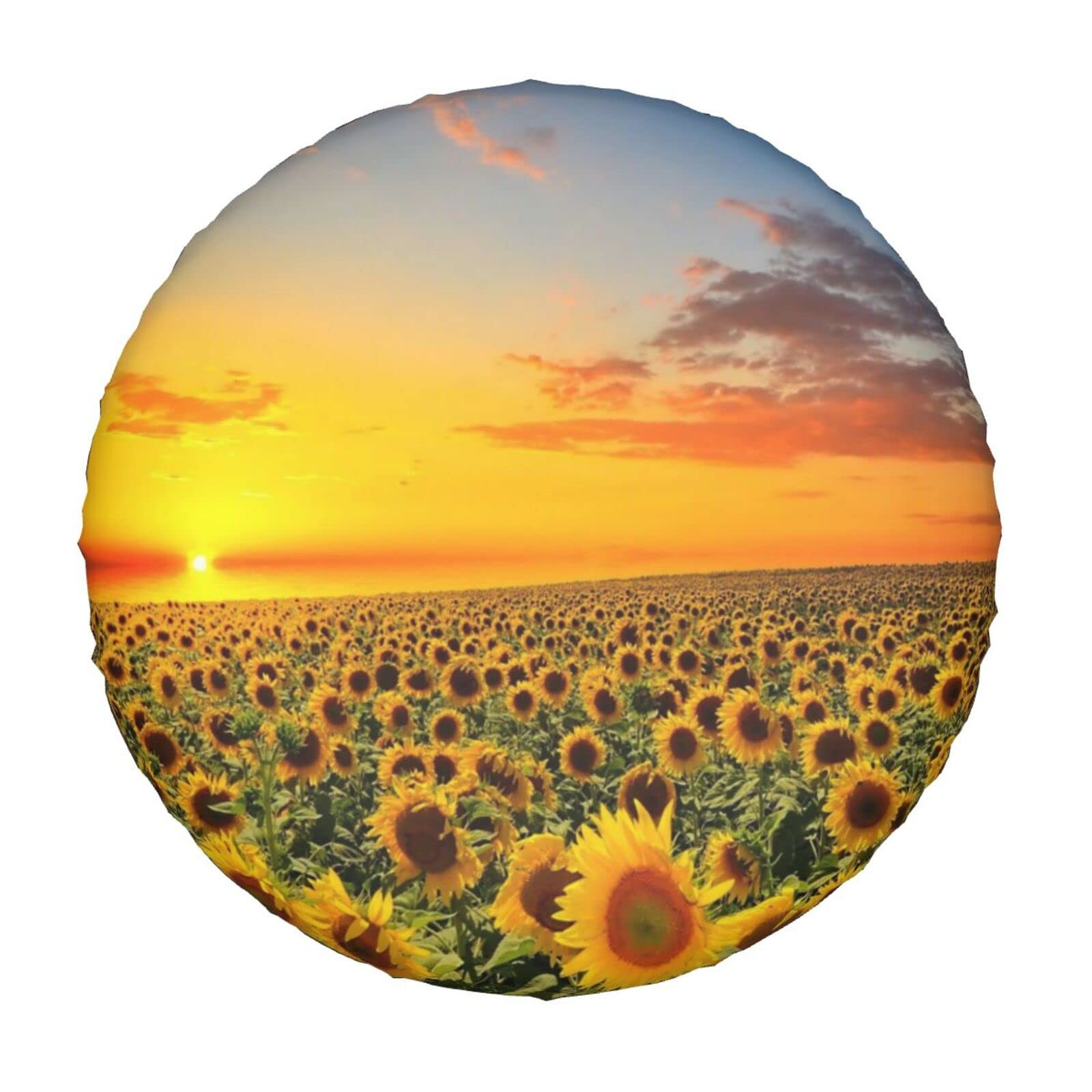 Sunflower Sunset Spare Tire Cover - 14 Inch Dust-Proof Wheel Protector for Trailers, RVs, SUVs & Vehicles | Perfect for Road Trips & Outdoor Adventures
