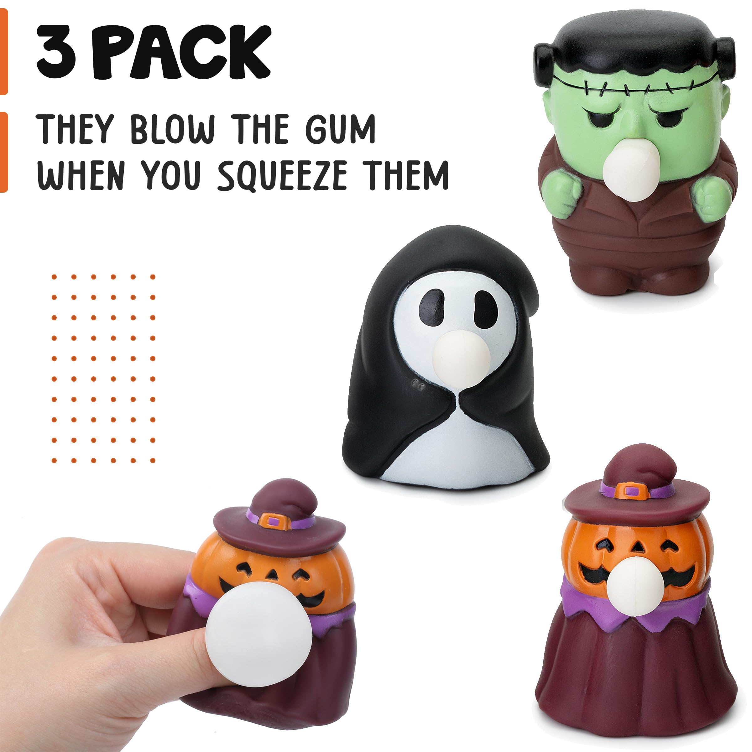 Halloween Squishy Toys 3-Pack for Kids - Slow Rising Stress Relief