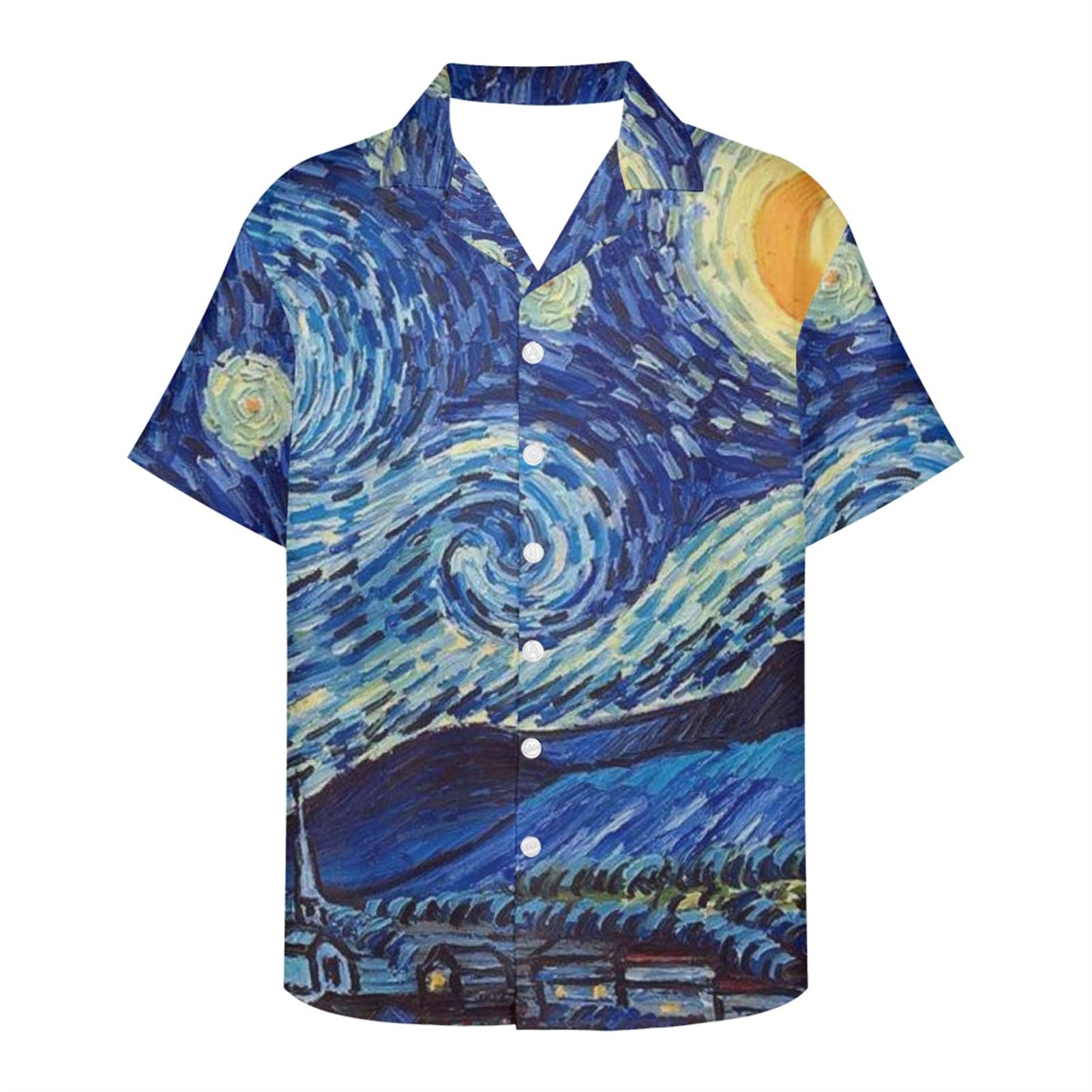 Frestree Men's Hawaiian Shirt - Short Sleeve Button Down Dress Shirt with Work Collar, Breathable Quick Dry Fabric for Summer, Beach Vacations & Casual Office Wear
