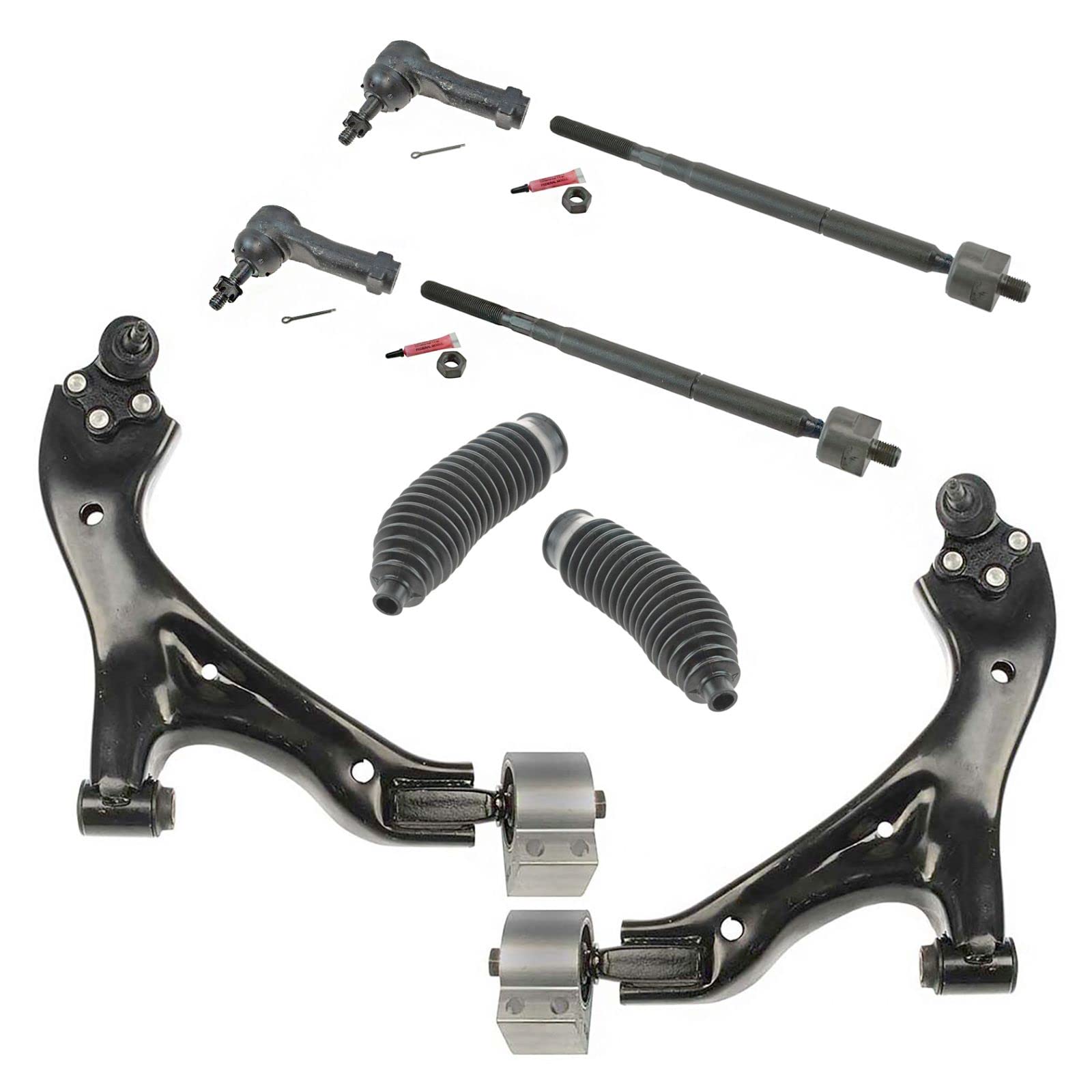 2005-2007 Chevrolet Equinox & 2006-2007 Pontiac Torrent Front Steering & Suspension Kit - Control Arm with Ball Joint, Steering Rack & Pinion, Bellow Tie Rod - Improve Handling & Ride Comfort for City Driving & Highway Cruising