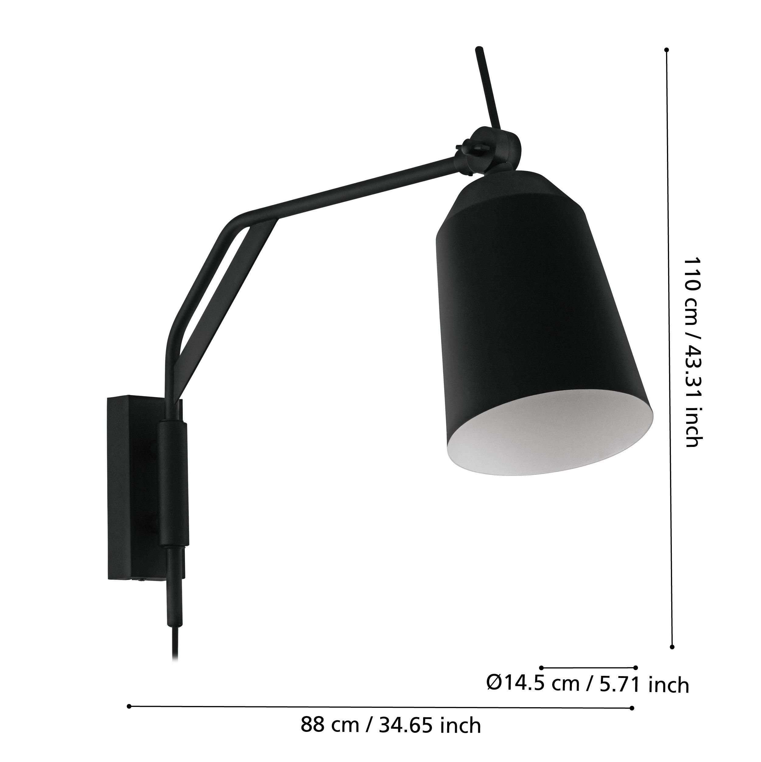 Eglo Loreto Black Metal Wall Light - Modern Outdoor Sconce for Porch, Patio, and Garden Lighting