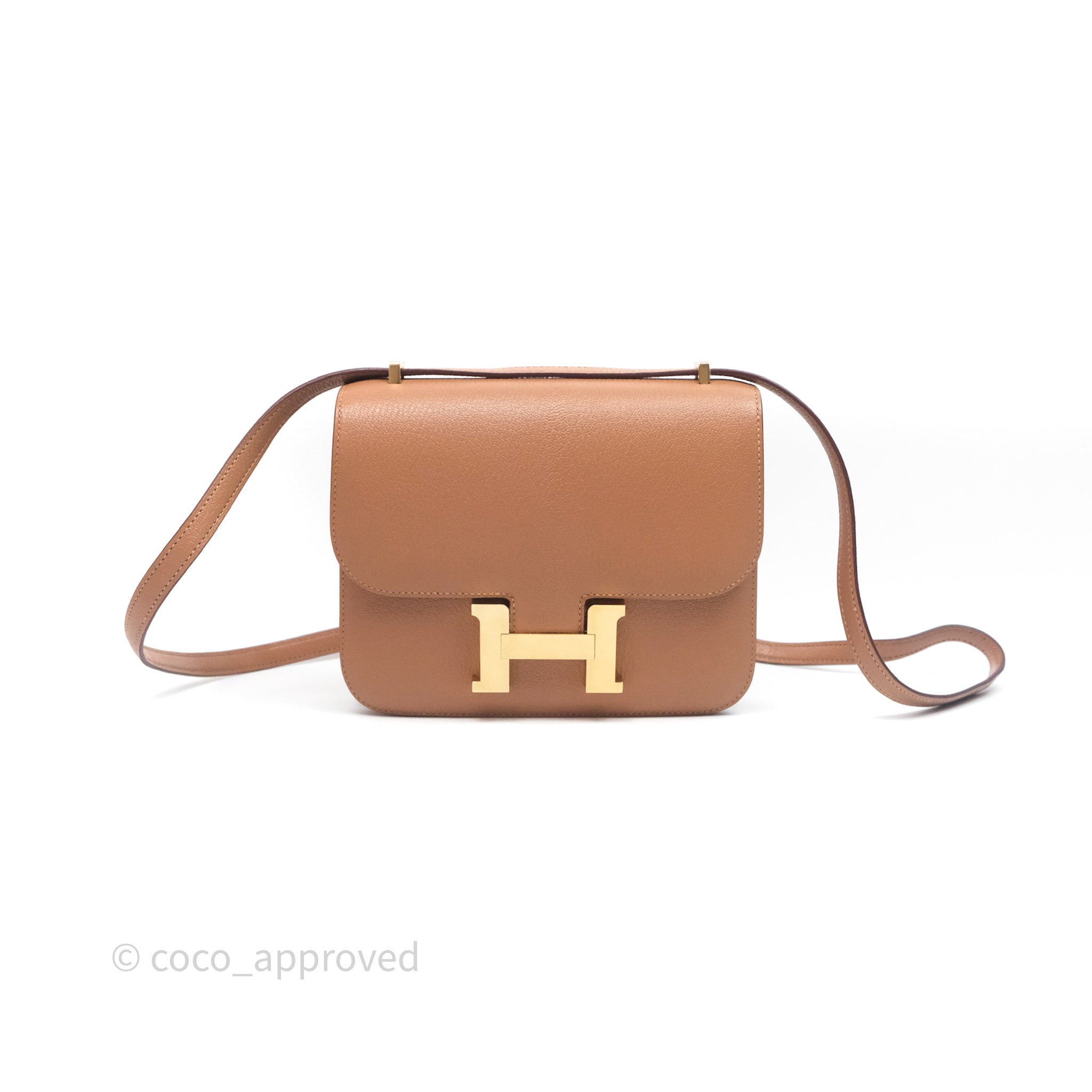 Hermès Constance Mini Bag in Quebracho Chevre Leather with Gold Hardware - Luxury Crossbody Bag for Women, Perfect for Date Night & Special Occasions