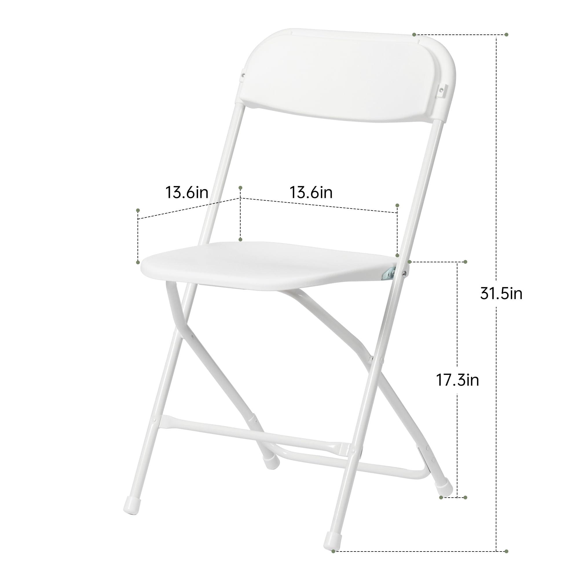 10-Pack Heavy Duty Plastic Folding Chairs - 650 LB Capacity Commercial Grade Stackable White Chairs for Wedding, Party, Banquet, Outdoor & Indoor Events - Portable Space-Saving Seating Solution