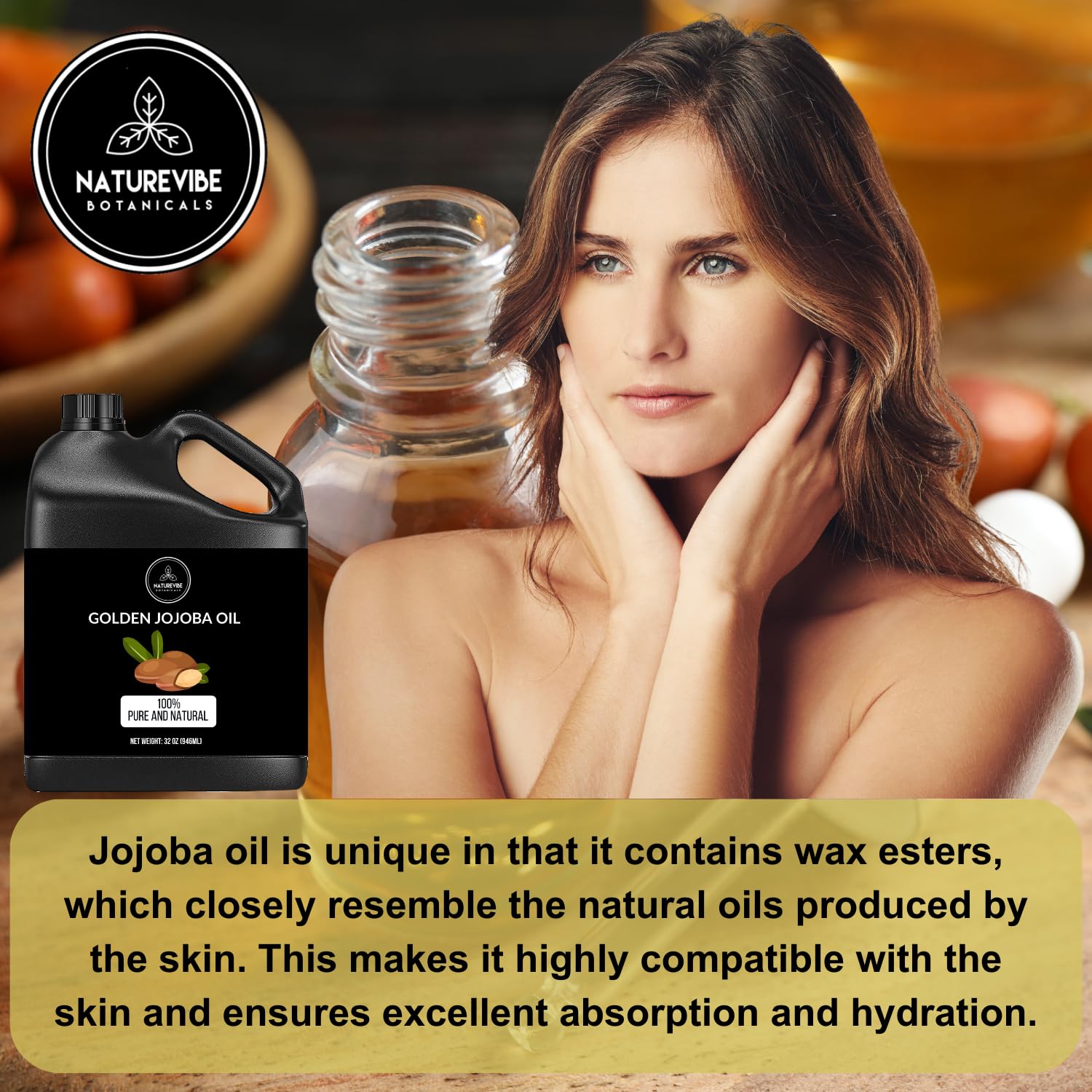 Naturevibe Botanicals Organic Pumpkin Seed Oil & Golden Jojoba Oil Combo - 32oz Each | Cold-Pressed, Unrefined for Hair Growth, Skin Care & Massage | Perfect for DIY Beauty Recipes & Aromatherapy