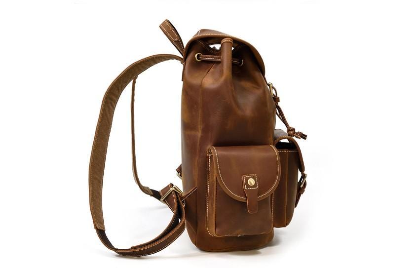 Durable Brown Leather Large Backpack Purse for Women & Men - Stylish Travel & Work Commute Bag for Laptop & Essentials