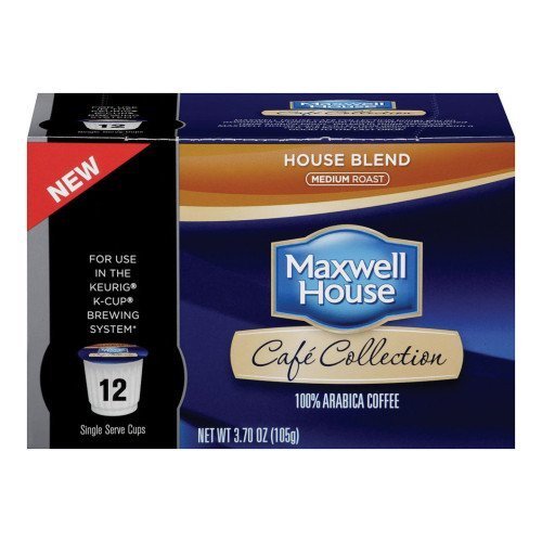 Maxwell House Cafe Collection House Blend Medium Roast Coffee Pods - 12 Count (3.7 oz Each) - Rich & Smooth Flavor for Keurig Brewers - Perfect for Morning Coffee, Office Break or Afternoon Pick-Me-Up
