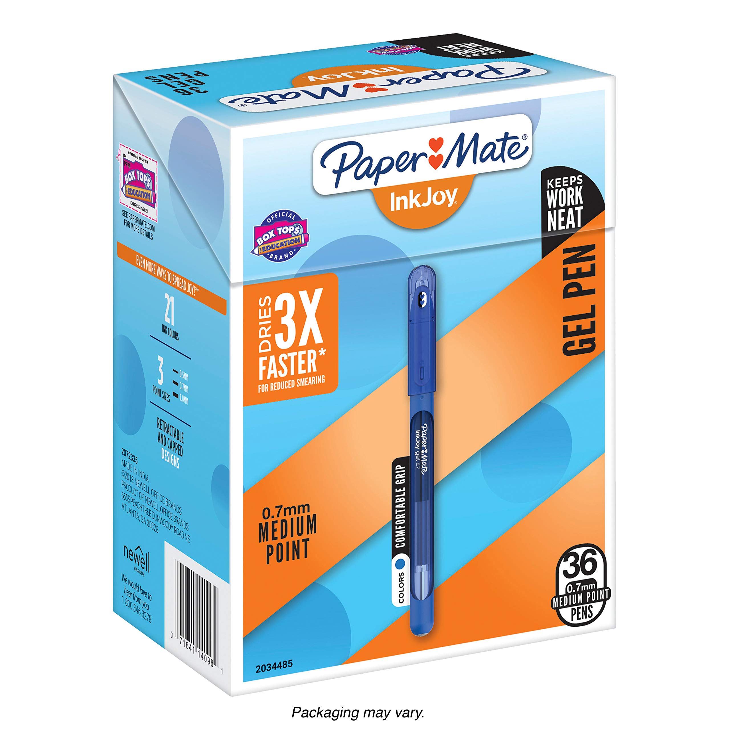 Paper Mate InkJoy Gel Pens 0.7mm Medium Point - 36 Pack Assorted Vibrant Colors (2023009) - Perfect for School, Office, Journaling & Creative Projects