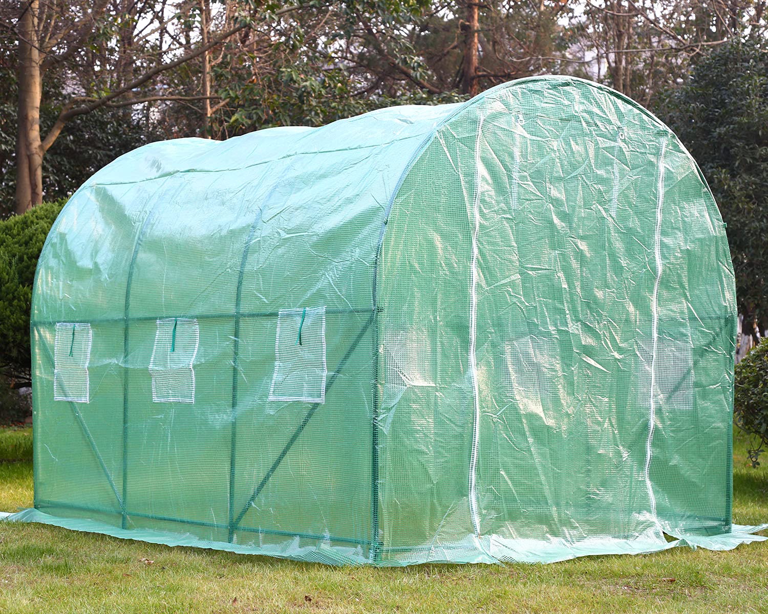 10'x7'x7' Walk-in Greenhouse for Outdoors - Durable Plastic Cover with Roll-up Door & 2 Vents - Perfect for Gardening, Seed Starting & Plant Protection - Ideal for Backyards, Patios & Small Farms