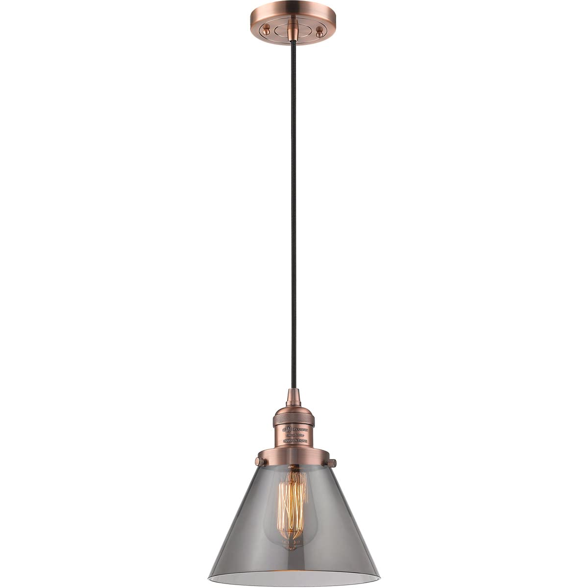 Innovative INNO201C-AC-G43-LED Modern LED Mini Pendant Light in Antique Copper Finish - Perfect for Kitchen Island, Dining Room, and Bedroom Lighting
