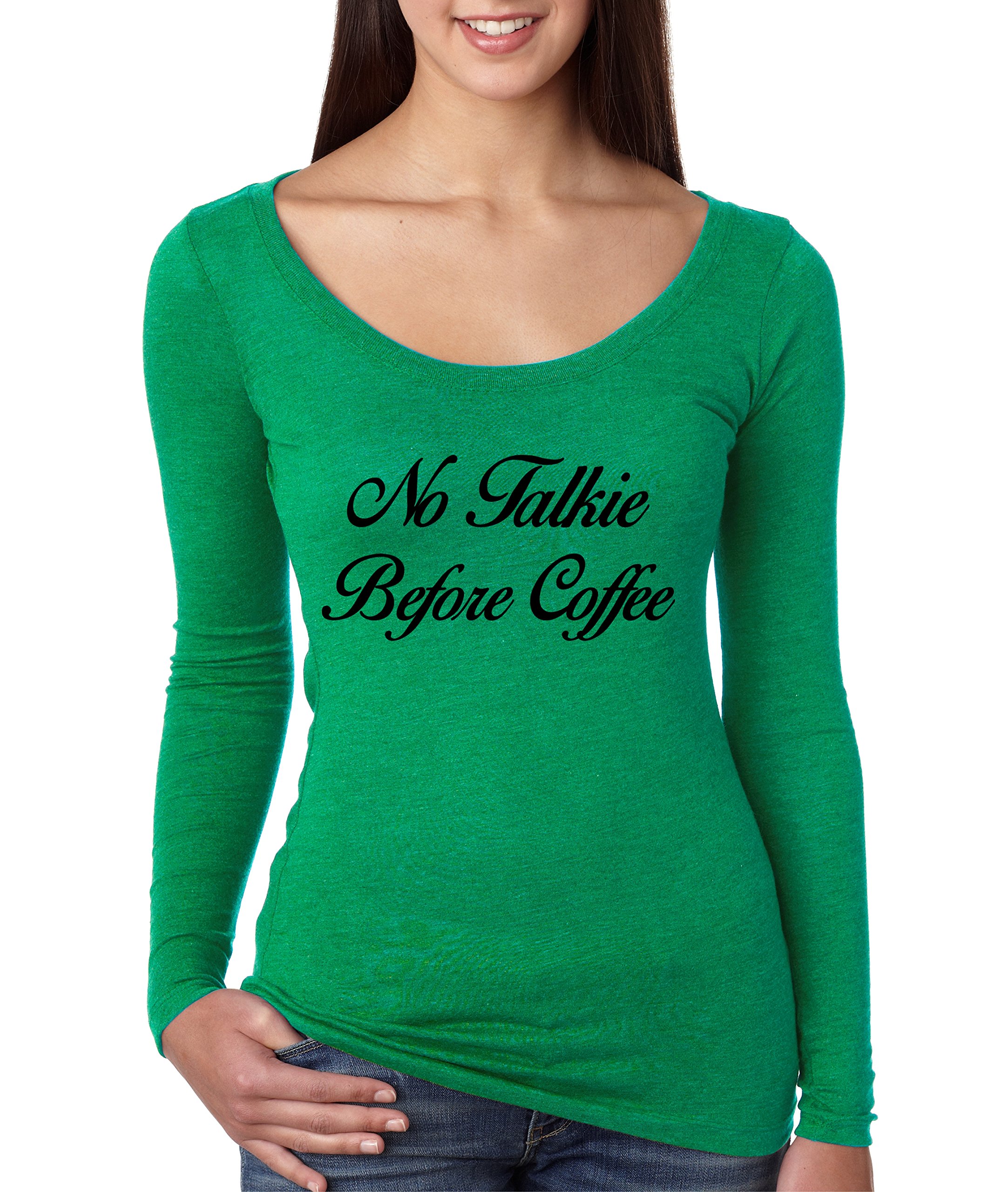 ALLNTRENDS Women's No Talkie Before Coffee Graphic T-Shirt - Funny Coffee Lover Tee for Casual Wear & Gifts