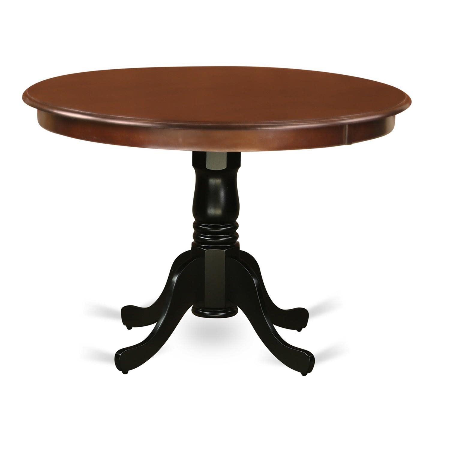 East West Furniture HLT-MBK-TP Hartland 42 Inch Round Dining Table with Pedestal Base - Mahogany & Black Finish - Perfect for Kitchen, Breakfast Nook, and Small Space Dining Rooms