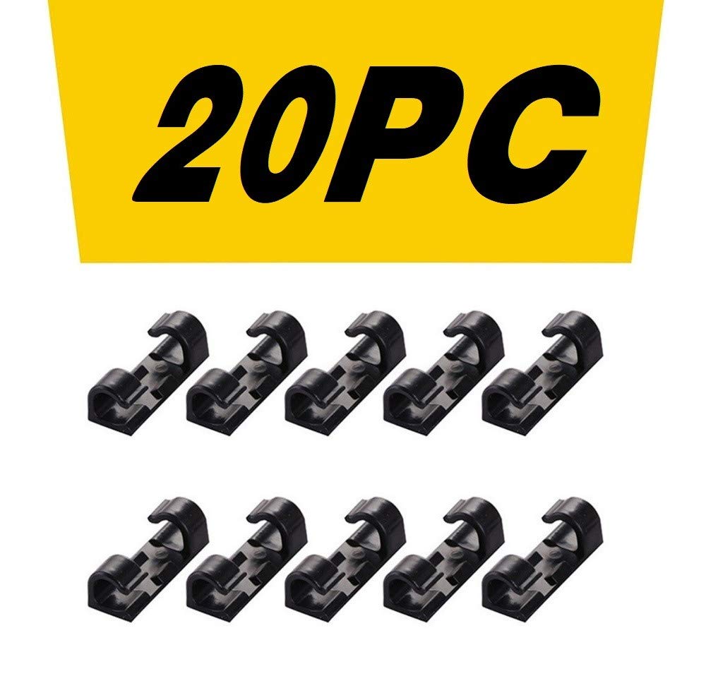 Self-Adhesive Cable Clips Organizer - 20/60/100pc Black Desktop Cable Management Clamps for Home Office, Computer Desk, and Hoodie Storage