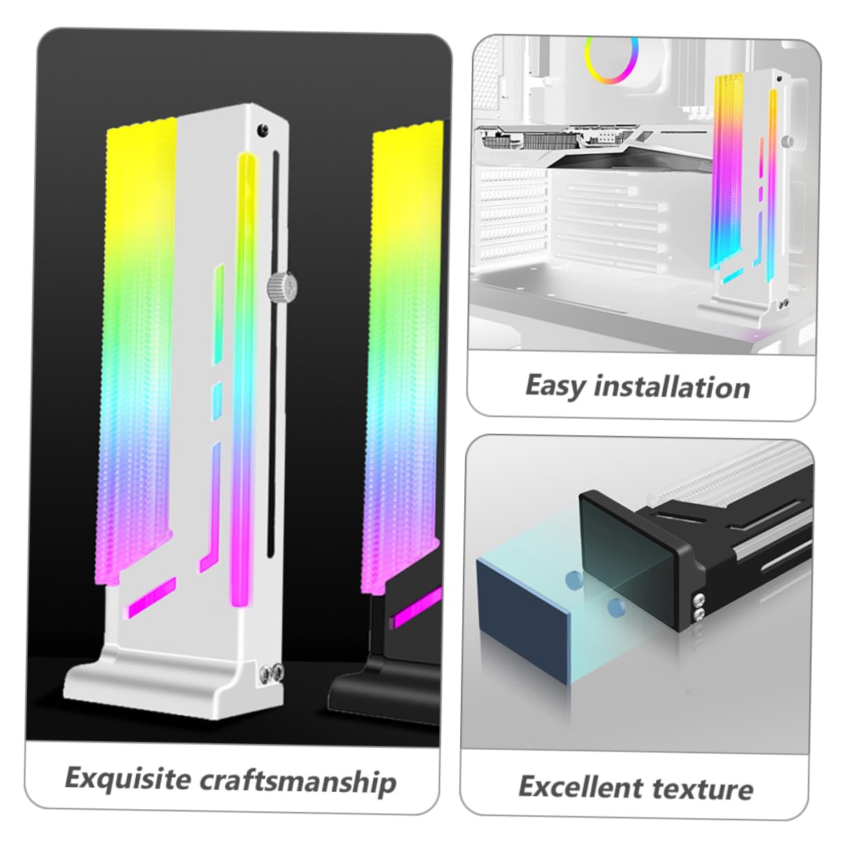 Gatuida Sturdy GPU Support Bracket - Magnetic Graphics Card Holder for PC Case, Anti-Slip Design, White - Perfect for Gaming Rigs & Workstation PCs