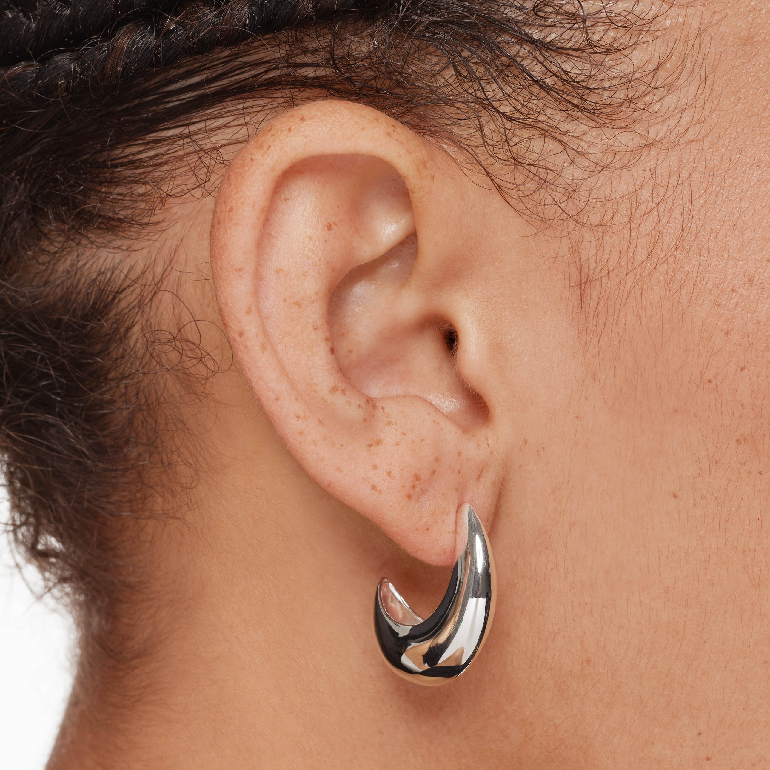 Silver Puff Dome Hoop Stud Earrings for Women - Trendy Minimalist Jewelry for Everyday Wear, Parties & Special Occasions