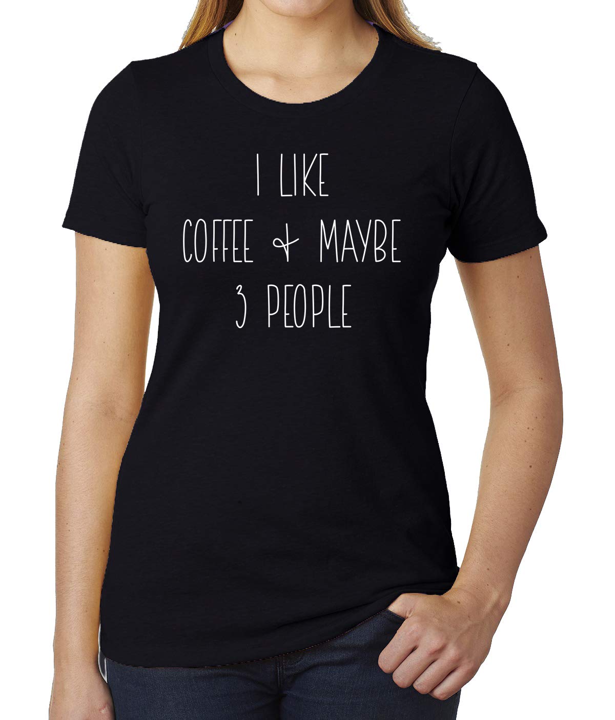 Funny Sarcastic Coffee T-Shirt for Women - 'I Like Coffee and Maybe 3 People' | Cute Graphic Tee | Perfect Gift for Coffee Lovers | Great for Casual Wear, Coffee Dates & Gifts
