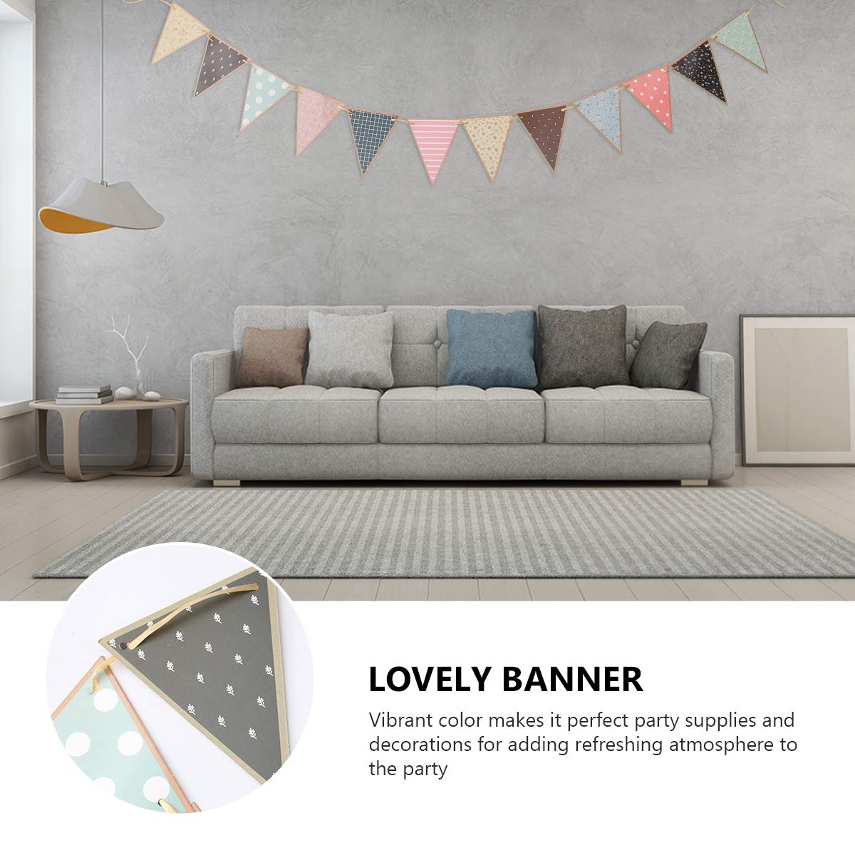 1 Piece Pull The Flag Fabric Triangle Flag - Cotton Triangle Banner for Birthday, Engagement Party, Wedding & Baby Shower - Happy Birthday Pennant Flags - Perfect for Indoor & Outdoor Decorations