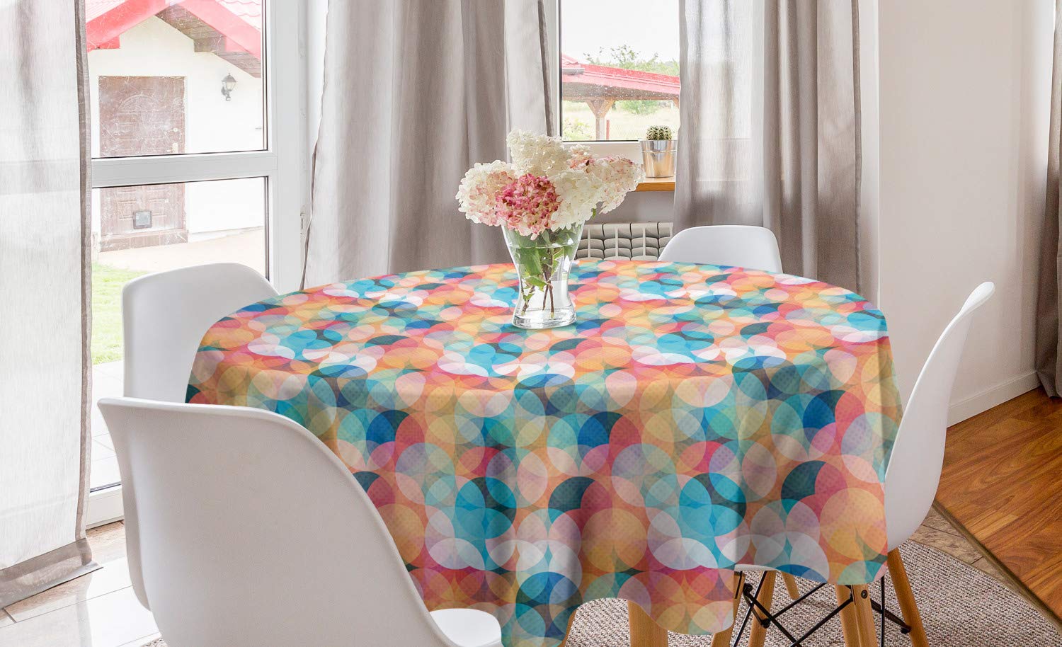 Ambesonne Geometric Round Tablecloth 60