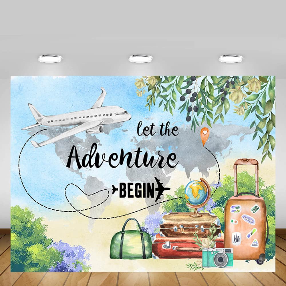 MEHOFOND 10x7ft Baby Shower Backdrop - Adventure Awaits Camper Theme Party Decor for Baby Showers, Birthdays & Weddings | Photography Background & Photo Booth Props | Perfect for Outdoor, Travel & Rustic Celebrations