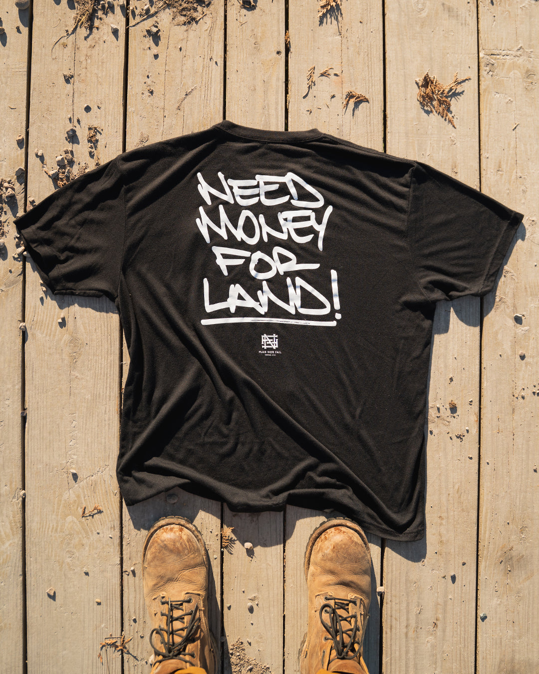 NEED MONEY FOR LAND Script Tee - Black Cotton Graphic T-Shirt for Streetwear & Urban Fashion | Casual Outfit Essential