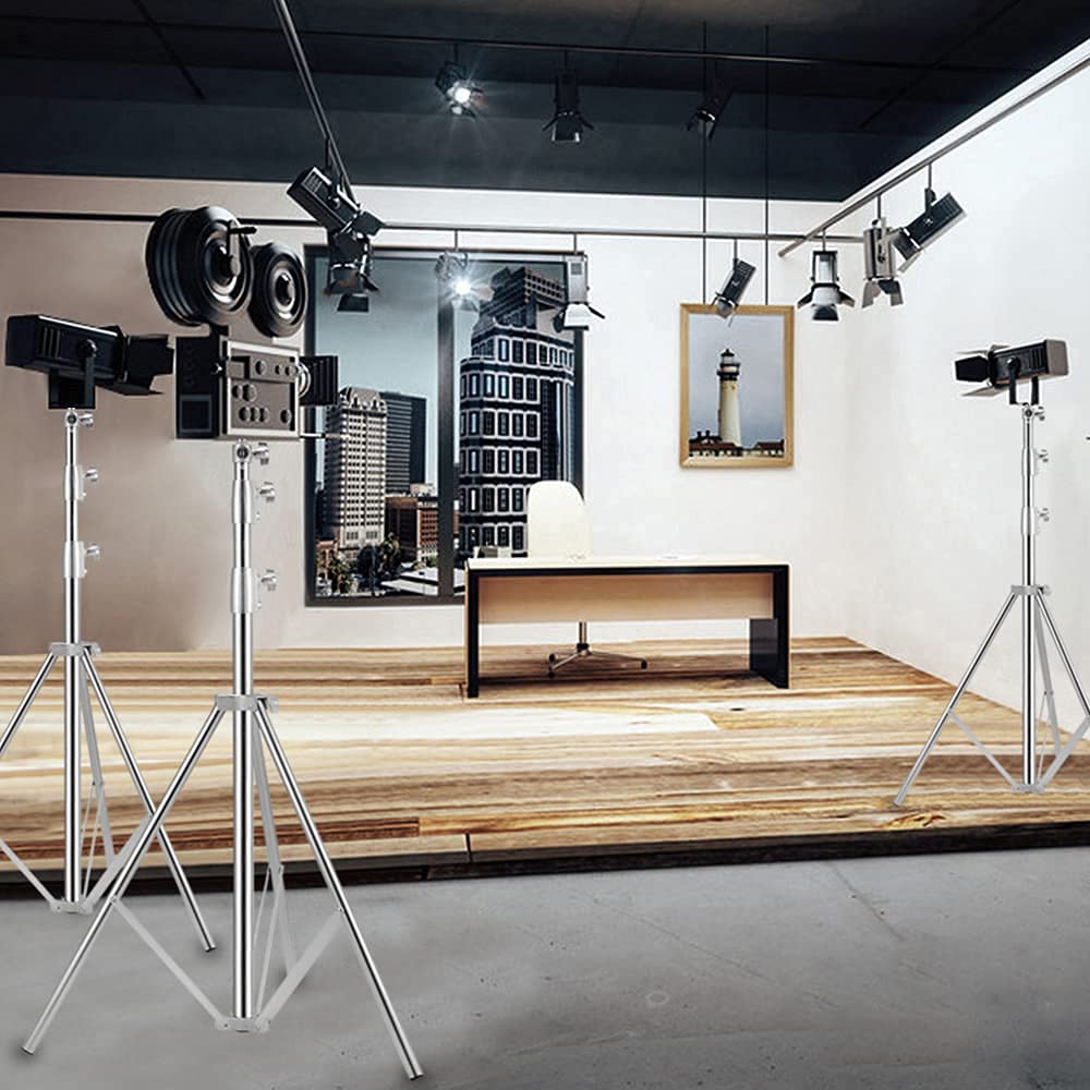 Professional Heavy Duty 9.5ft Stainless Steel Video Lighting Stand with Spring Cushion - 2 Pack Photography Tripod for Studio, YouTube, TikTok & Live Streaming