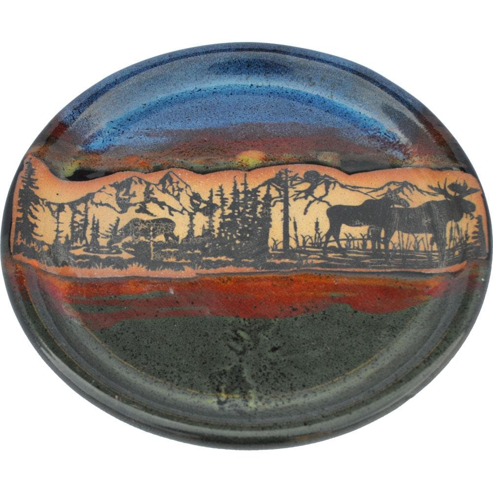 Forest Moose Pottery Dinnerware Set - Handcrafted Ceramic Plates, Bowls & Mugs for Rustic Home Dining - Perfect for Farmhouse Kitchens, Camping & Outdoor Entertaining