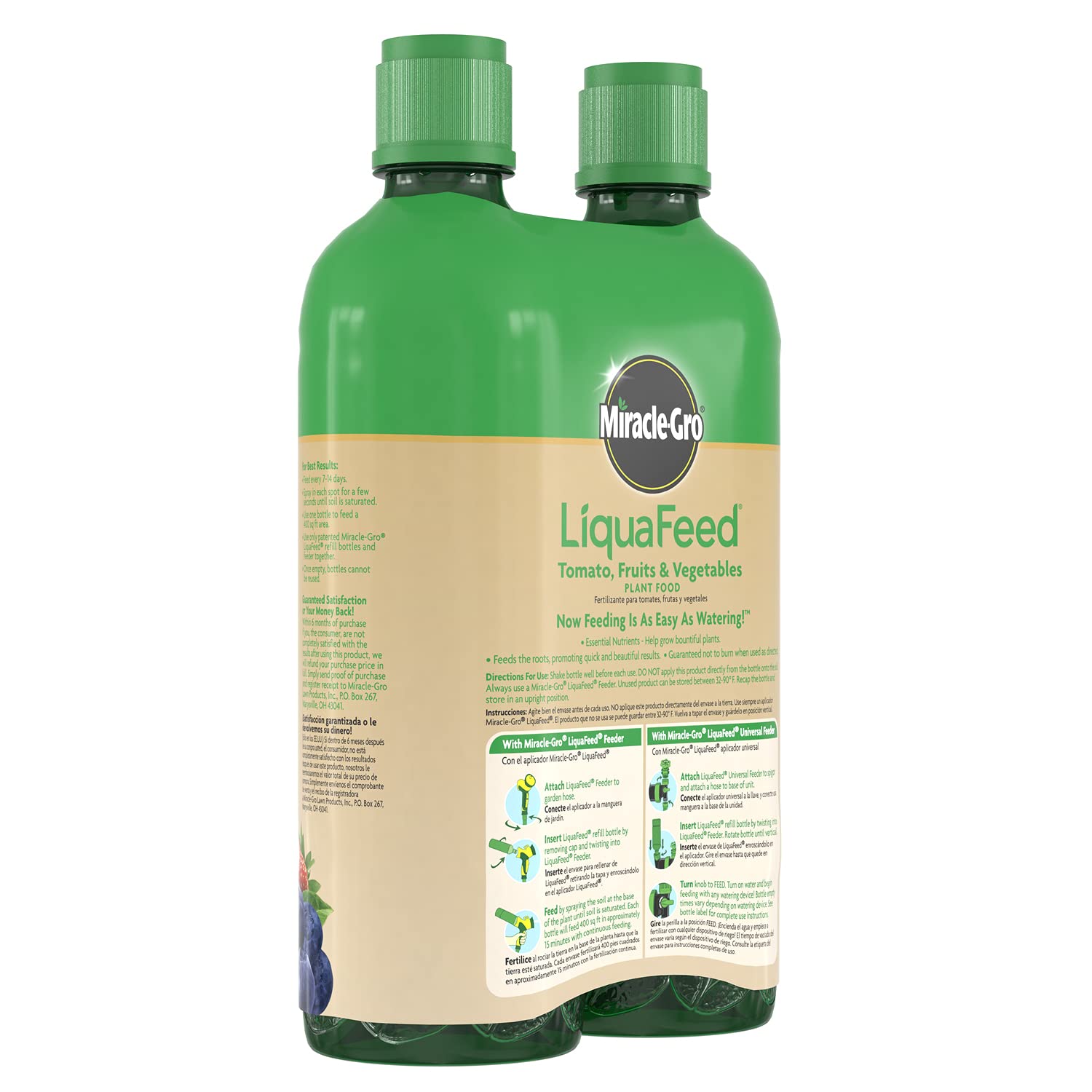 Scotts LiquaFeed Tomato, Fruit & Vegetable Plant Food Refills - 16 fl oz Liquid Fertilizer (6-Pack of 2 Bottles) - Ideal for Home Gardening, Greenhouses & Organic Farming
