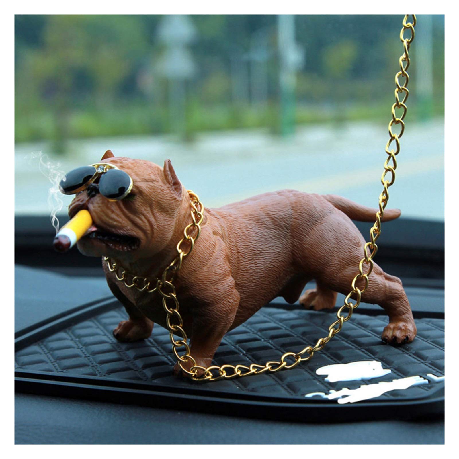 Funny Bully Pitbull Dog Car Dashboard Ornament - Cute Auto Interior Decoration Accessory for Home & Vehicle (Brown) | Perfect Gift for Dog Lovers & Car Enthusiasts