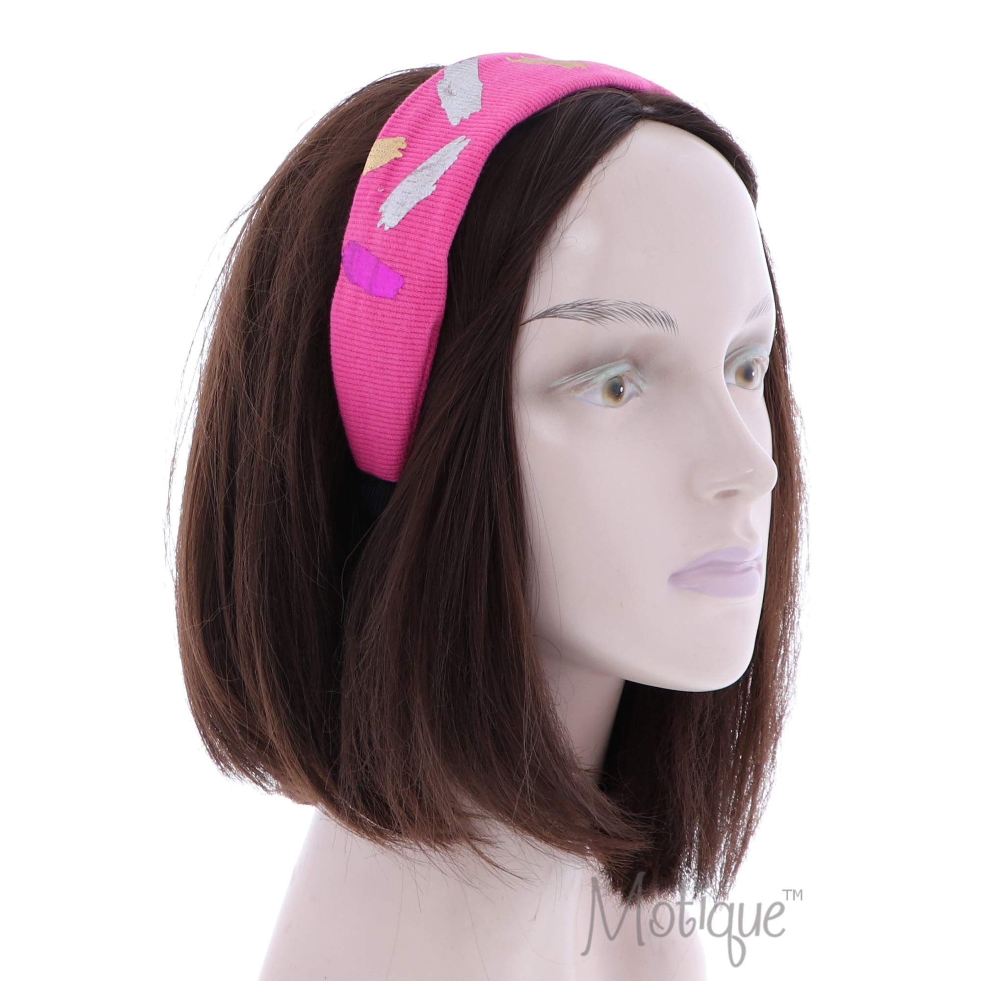 Motique Women's Wide Headband - Colorful Metallic Streaks for Sports & Fashion