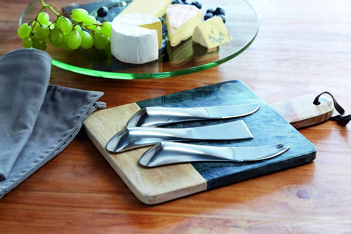 Premium Set of 3 Stainless Steel Wave Cheese Knives - Perfect for Cheese Boards, Charcuterie Platters & Entertaining Guests
